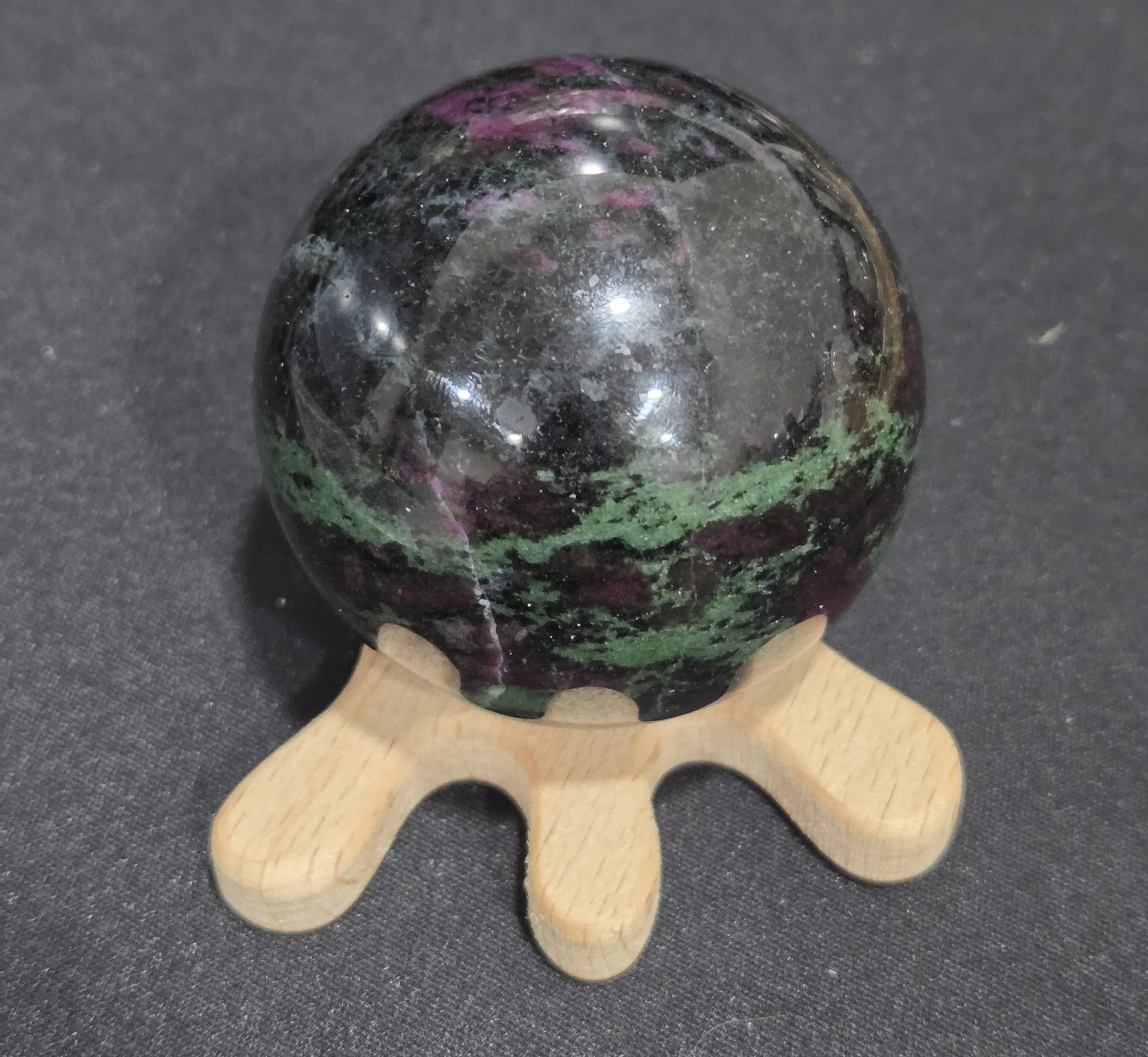 Ruby in Zoisite Sphere DEW Flare | Hand-Polished Natural Gemstone | Heart Chakra Love, Passionate Healing, Courage & Emotional Renewal | Divine Exchange Within