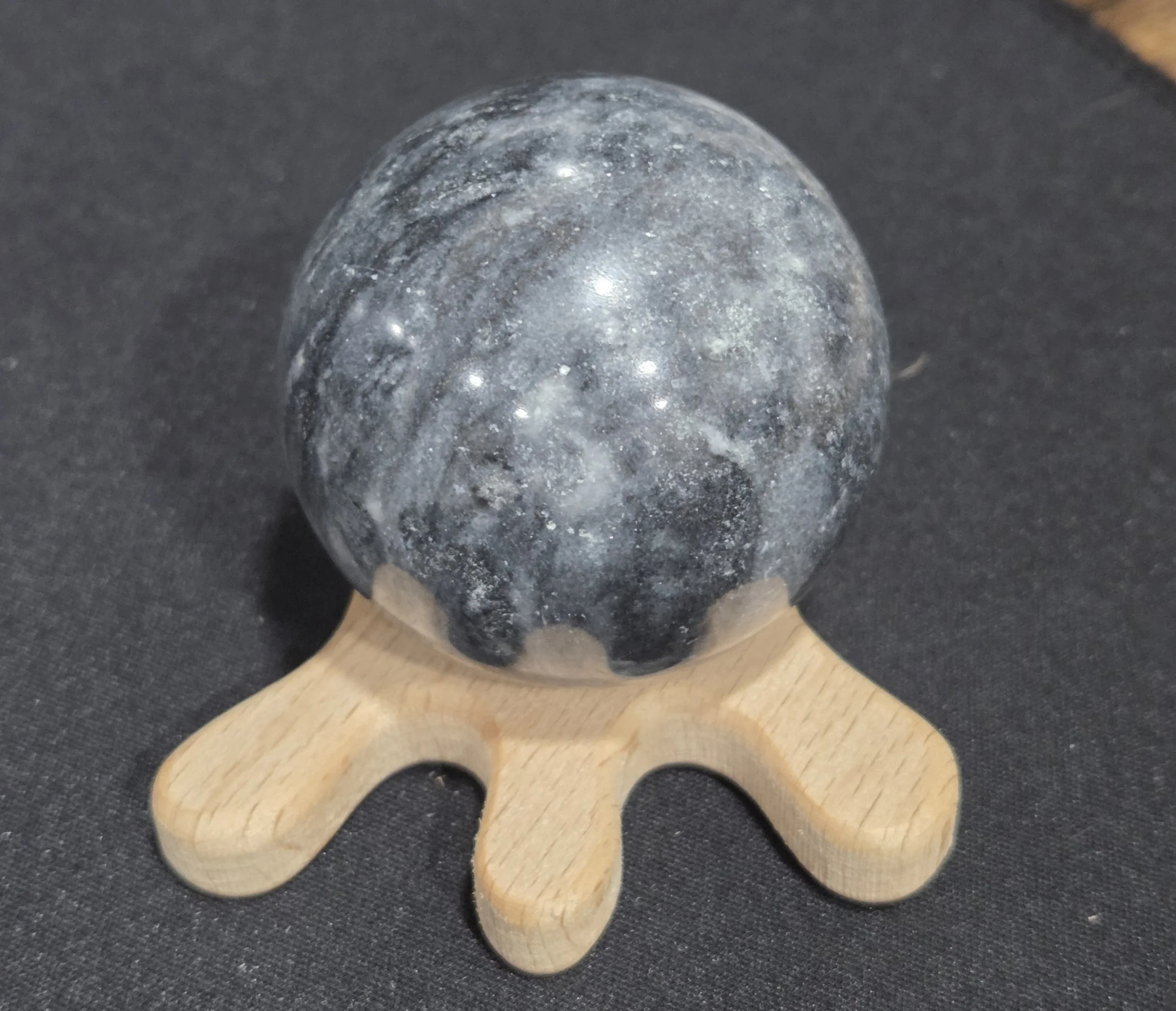 Black Jade Sphere DEW Flare | Hand-Polished Natural Gemstone | Root Chakra Protection, Strength, Grounding & Emotional Shielding | Divine Exchange Within