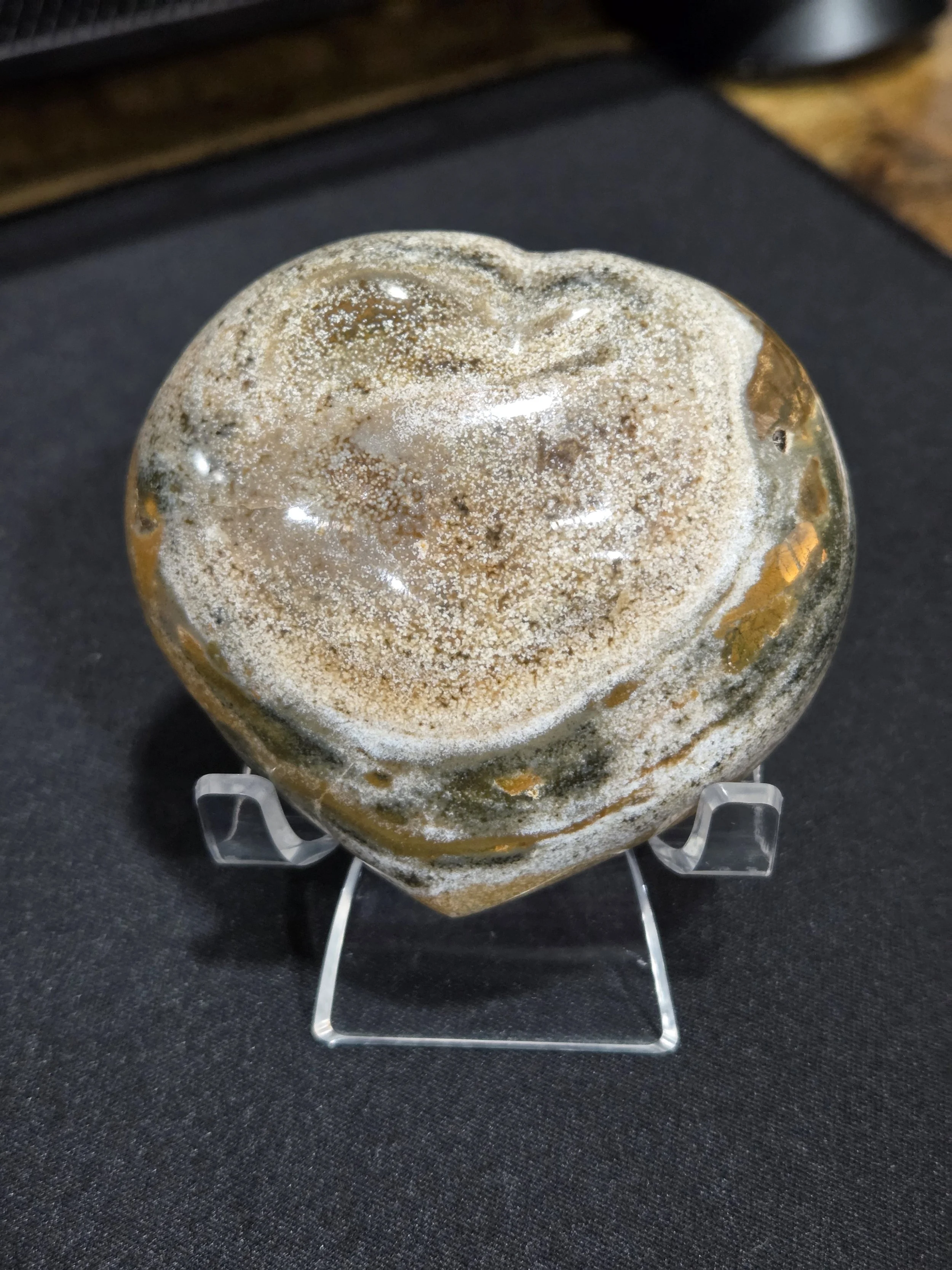 Ocean Jasper Heart DEW Nurture | Polished Natural Carved Gemstone | Heart Chakra Joy, Emotional Healing & Supreme Nurturing | Divine Exchange Within