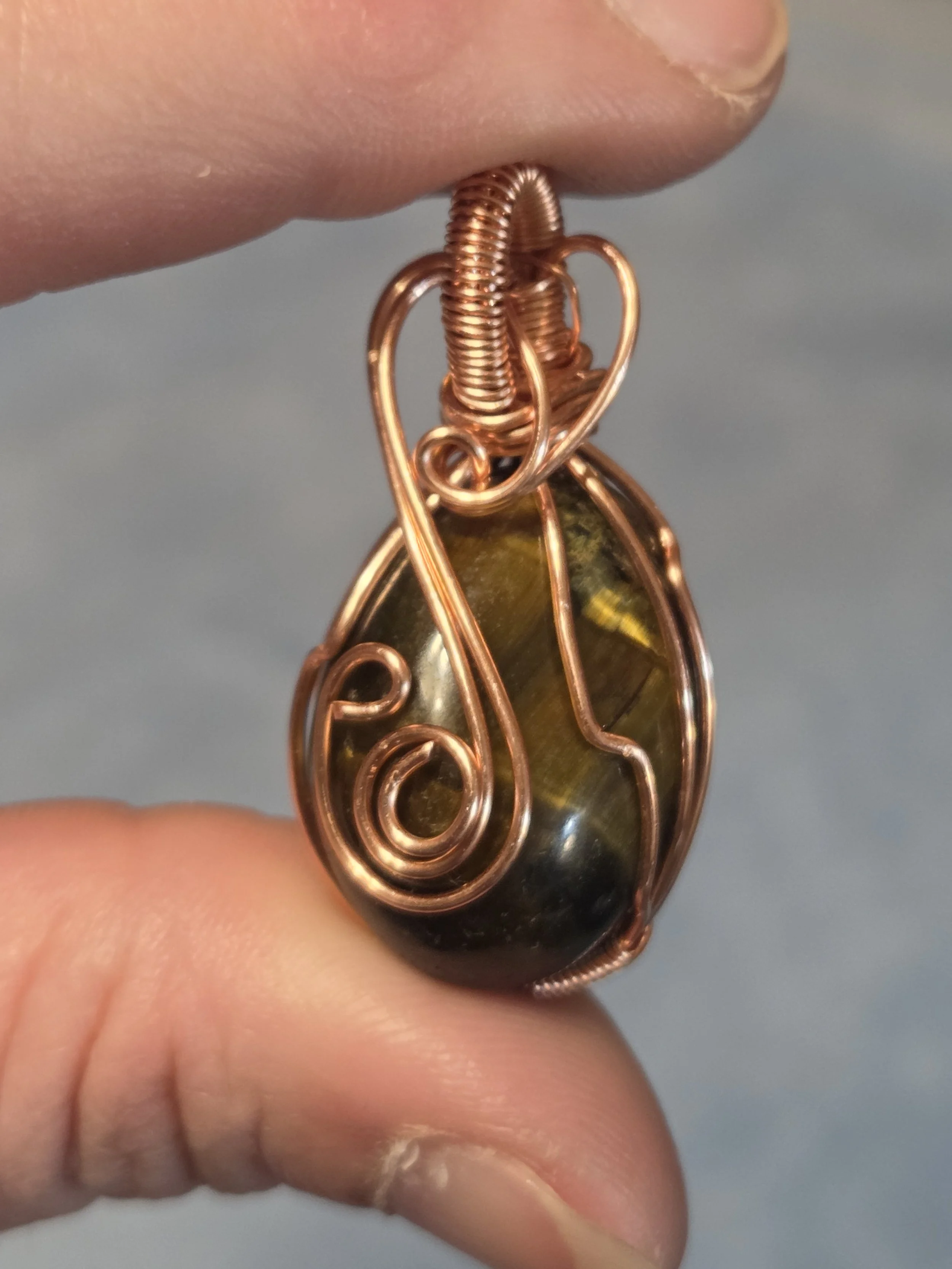 Tiger's Eye Pendant DEW Flare | Hand-Wrapped in Copper | Solar Plexus & Sacral Chakra Empowerment | Courage, Confidence & Grounded Strength | Divine Exchange Within