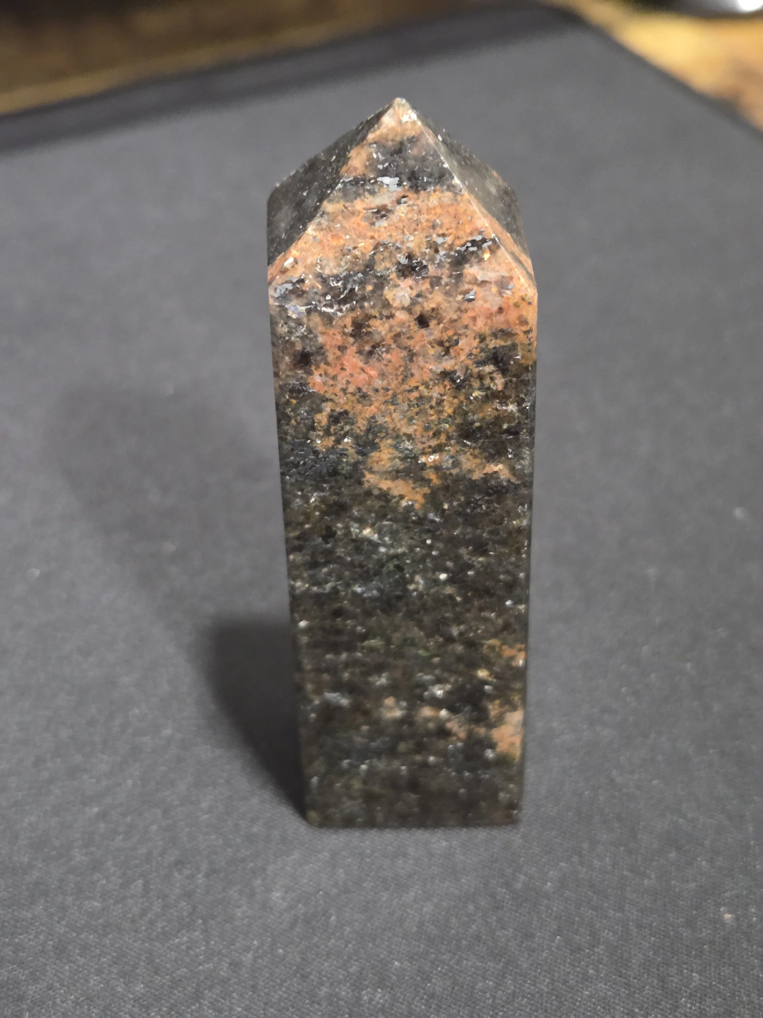 Black Sunstone Tower DEW Flare | Hand-Polished Natural Gemstone | Root Chakra Protection, Strength & Grounded Vitality | Divine Exchange Within