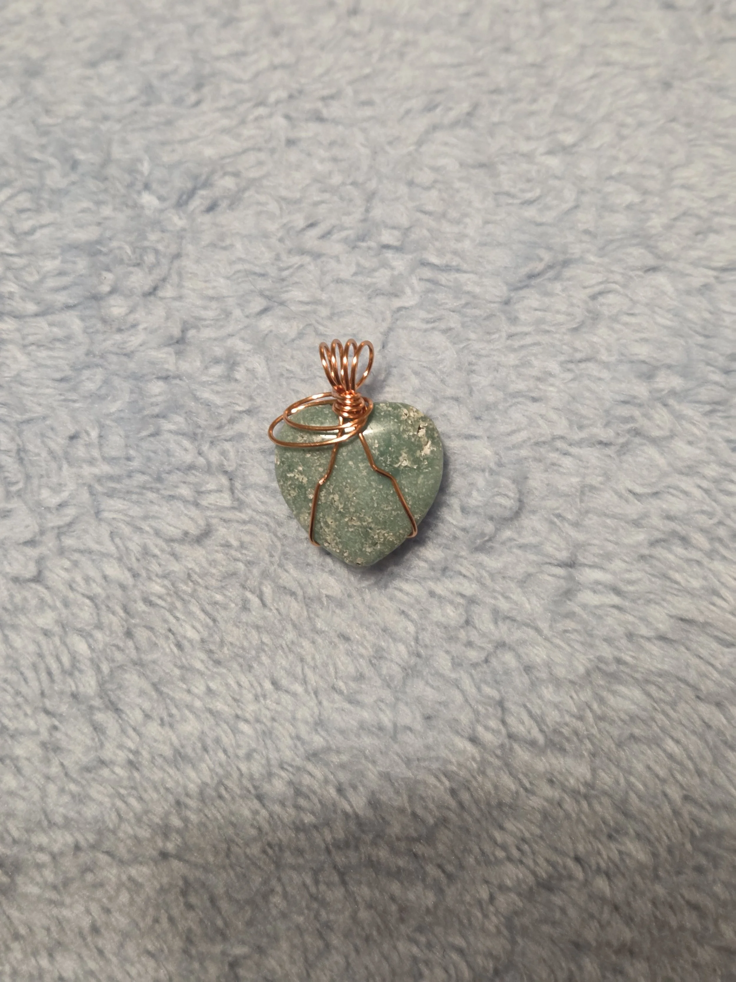 Amazonite Heart Copper Wrapped Pendant | Handmade Copper Wrapped Stone |