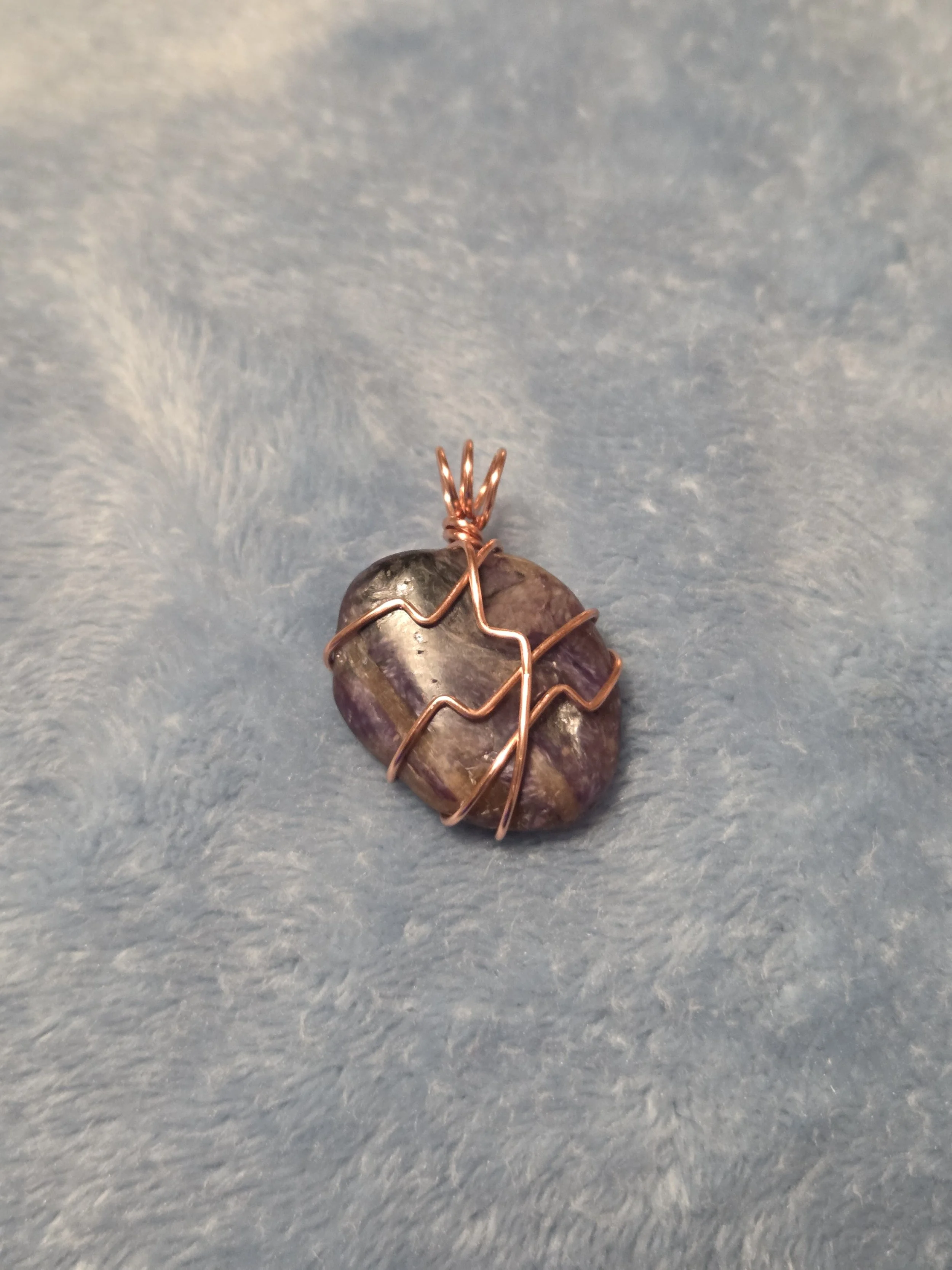 Charoite Pendant | Hand-Wrapped in Copper | Third Eye & Crown Chakra Activation | Transformation, Spiritual Insight & Divine Protection | Divine Exchange Within