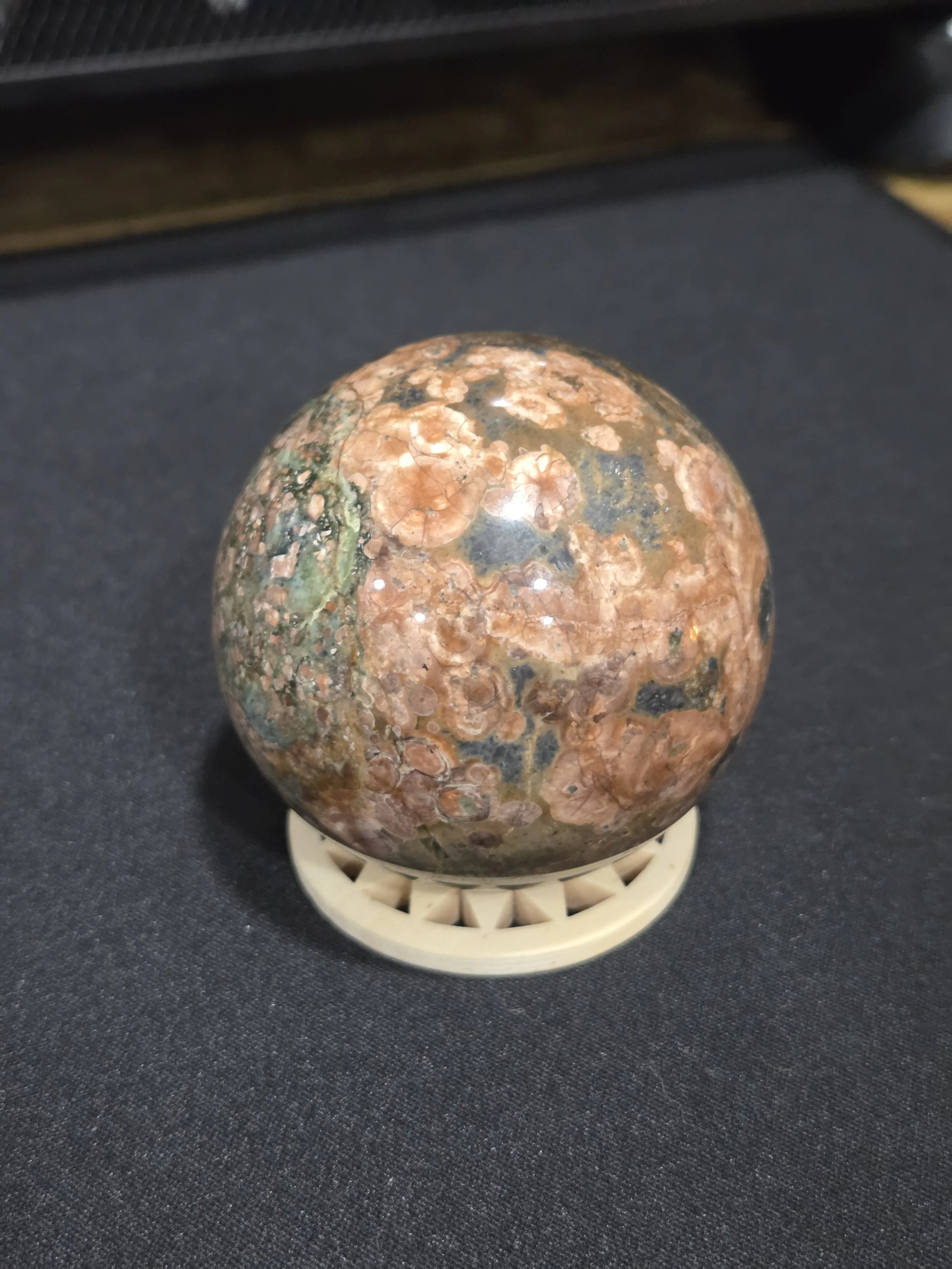 Ocean Jasper (Orbicular) DEW Flare Sphere | Polished Crystal Ball | Heart & Solar Plexus Chakra Joy, Nurturing & Grounded Creativity | Divine Exchange Within