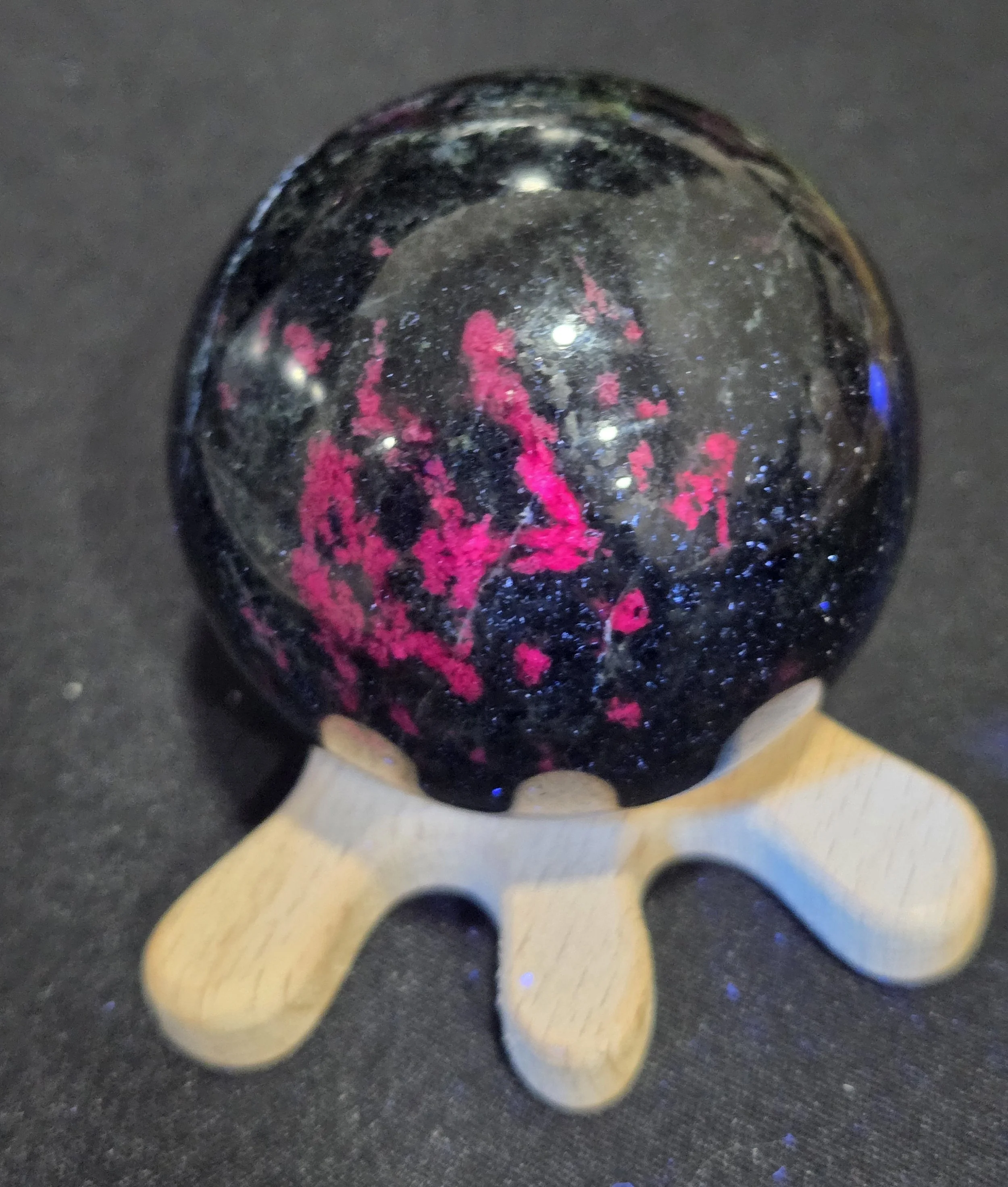 Ruby in Zoisite Sphere DEW Flare | Hand-Polished Natural Gemstone | Heart Chakra Love, Passionate Healing, Courage & Emotional Renewal | Divine Exchange Within