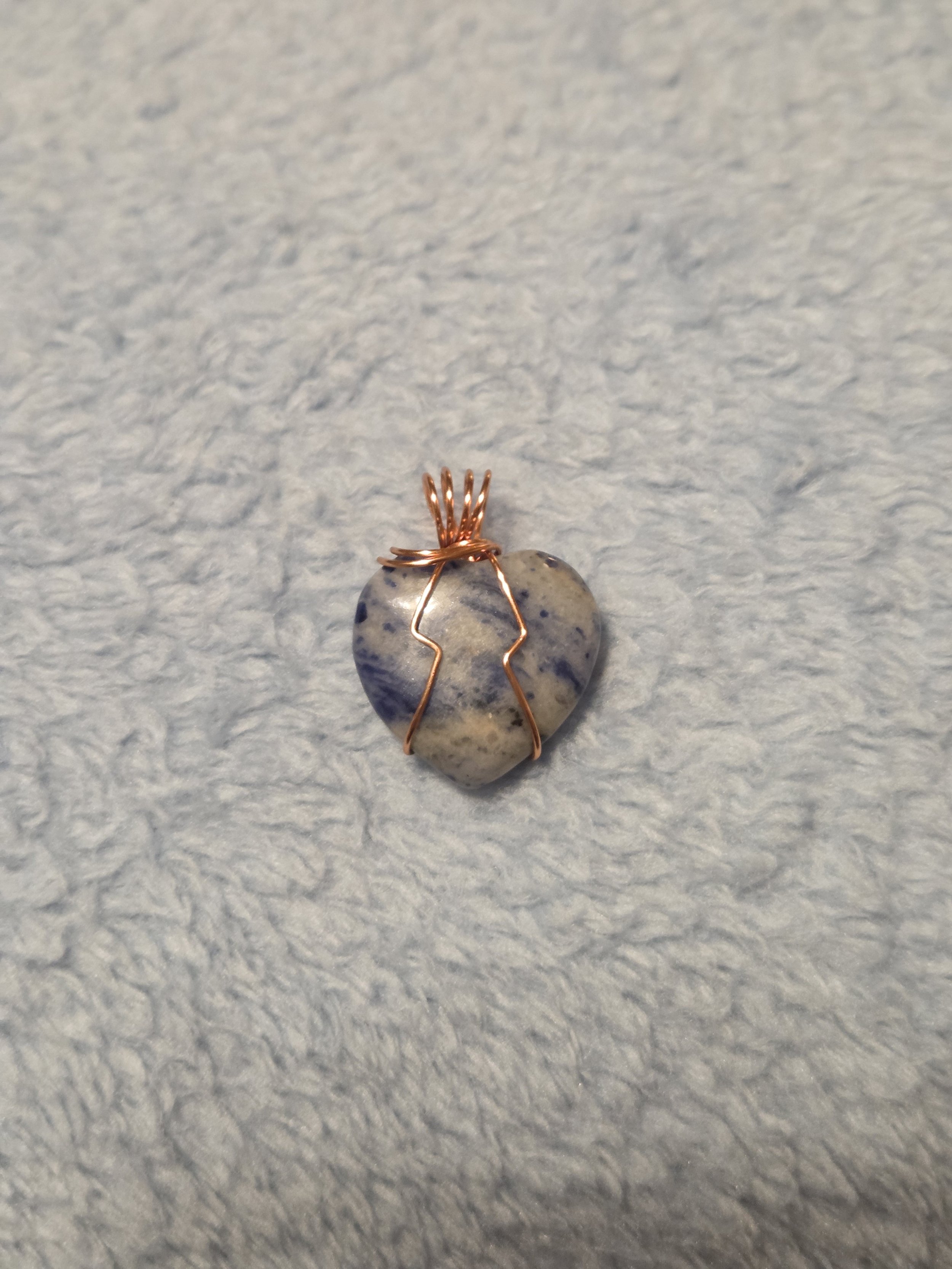 Sodalite Heart Copper Wrapped Pendant | Sodalite Crystal Necklace | Handmade Copper Wrapped Stone | One of a Kind Crystal Jewelry