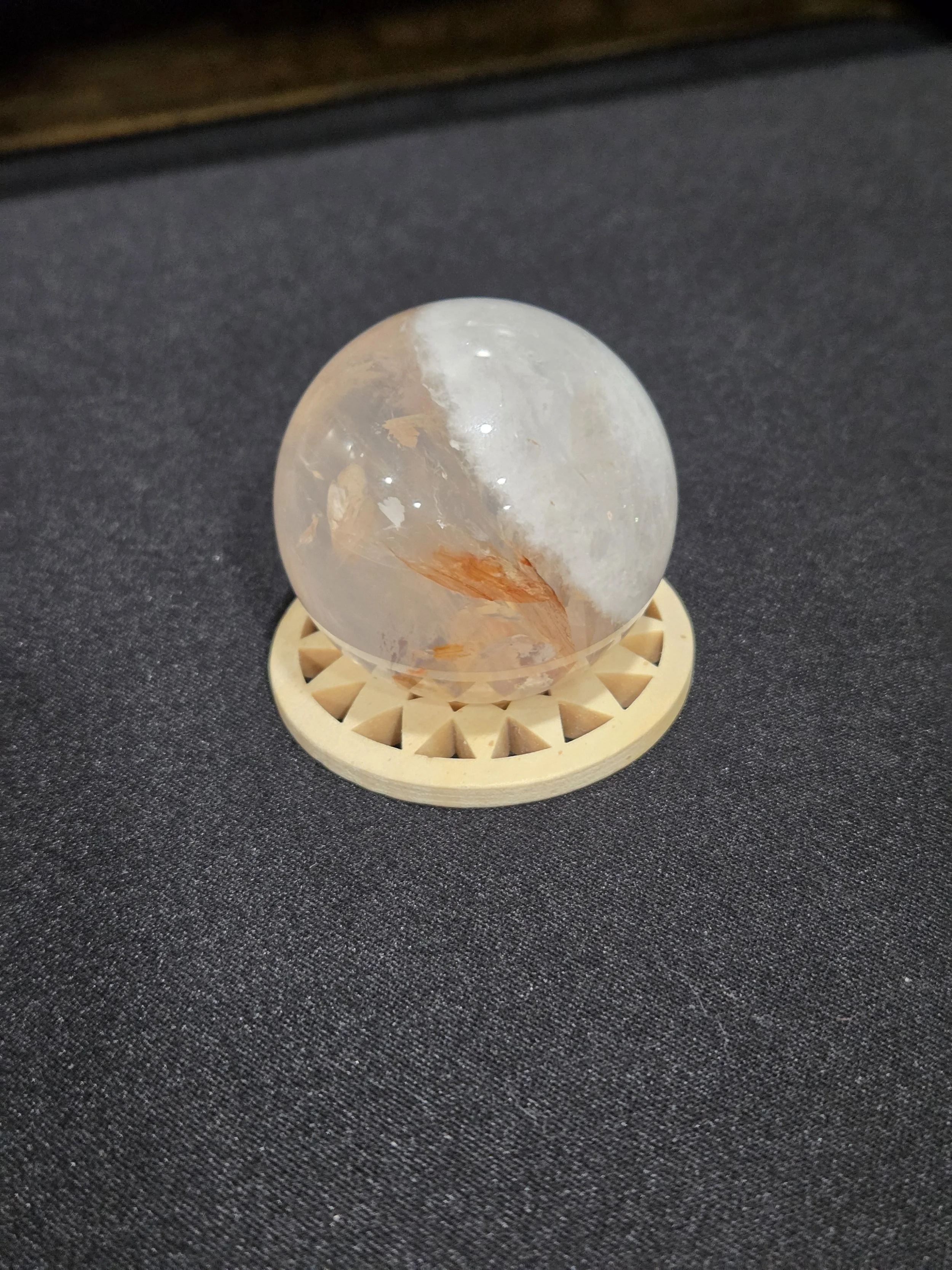 Golden Healer Quartz Sphere DEW Flare | Polished Crystal Ball | Solar Plexus & Heart Chakra Empowerment, Self-Healing & Golden Light | Divine Exchange Within