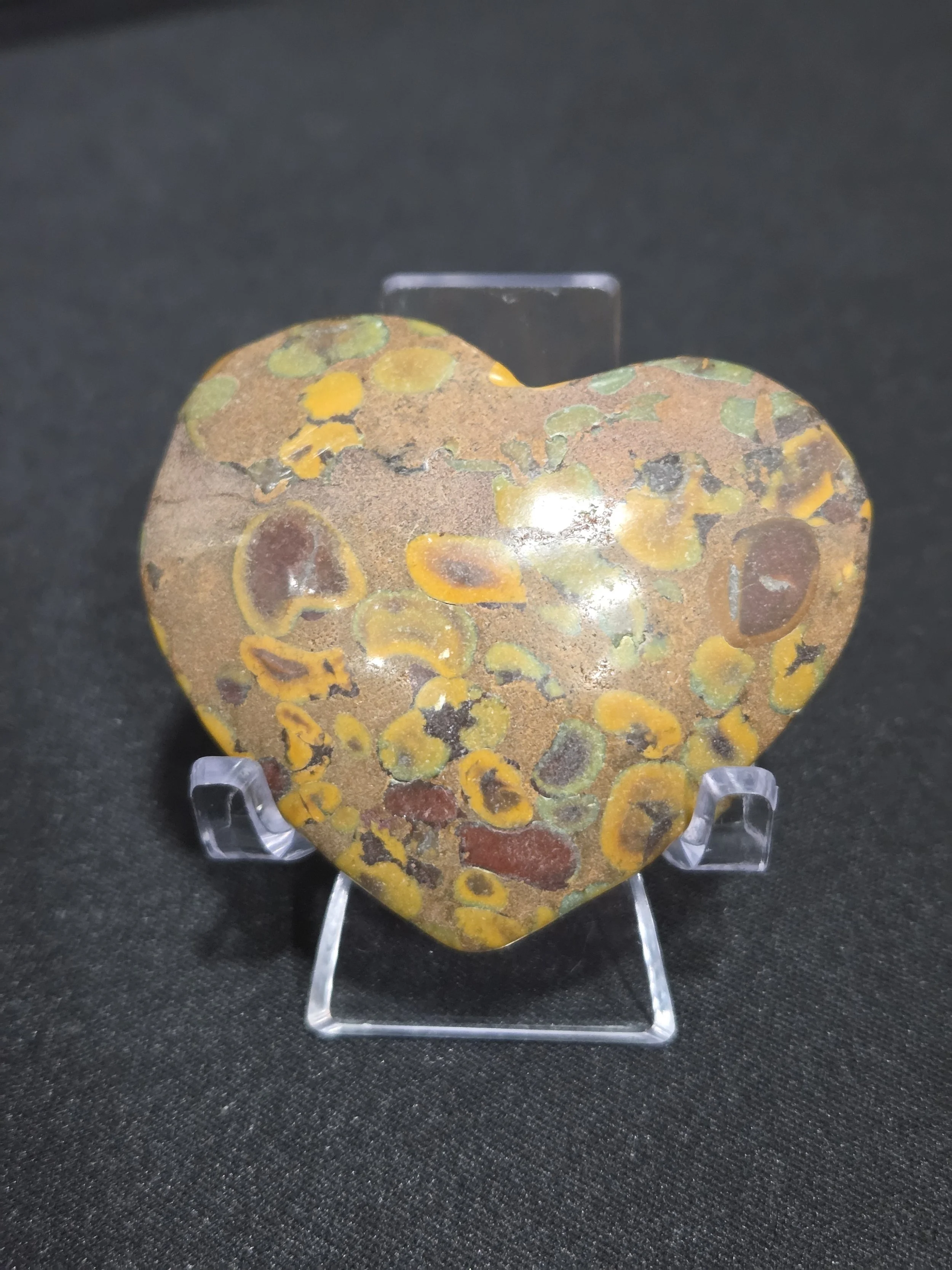 Fruit Jasper Heart DEW Joy | Polished Natural Carved Gemstone | Root & Sacral Nurturing, Playful Vitality & Grounded Happiness | Divine Exchange Within