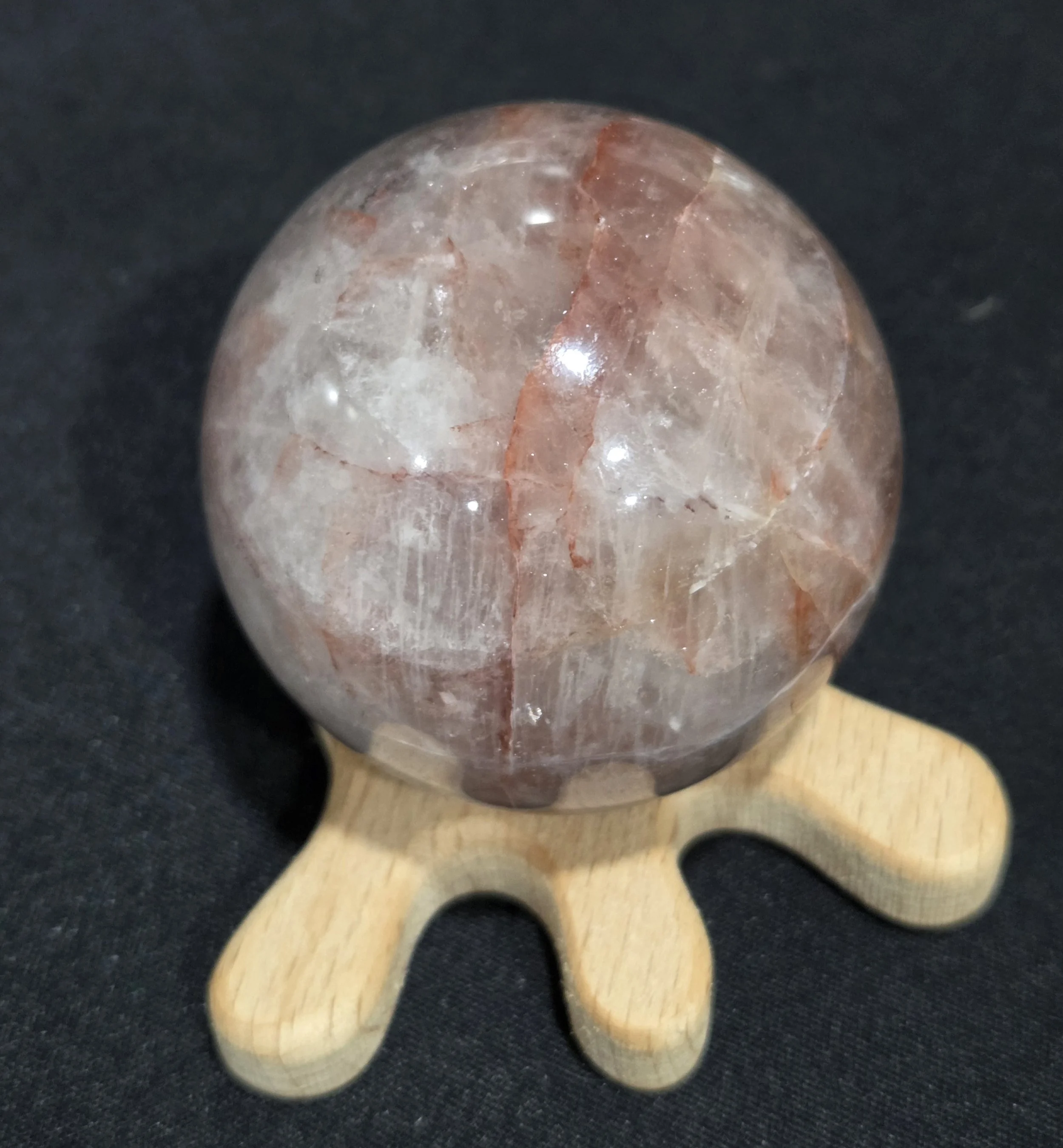 Fire Quartz Sphere DEW Flare | Hand-Polished Natural Gemstone | Root, Sacral & Solar Plexus Chakra Activation, Passionate Vitality, Grounded Power & Transformative Energy | Divine Exchange Within