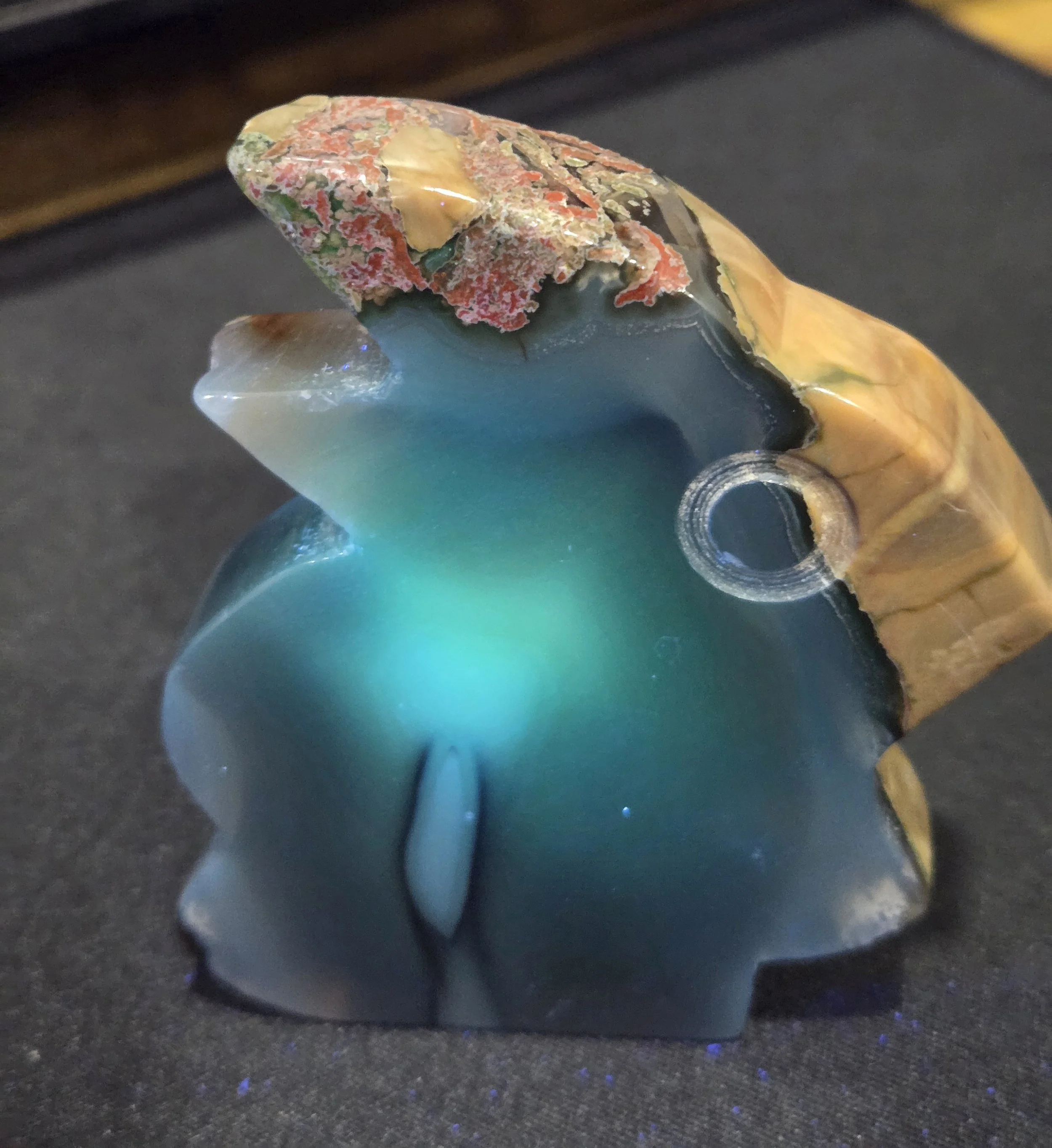 Volcano Agate Bunny Carving DEW Flare | Hand-Carved Natural Gemstone | Root & Sacral Chakra Harmony, Passionate Creativity, Grounded Vitality & Playful Energy | Divine Exchange Within