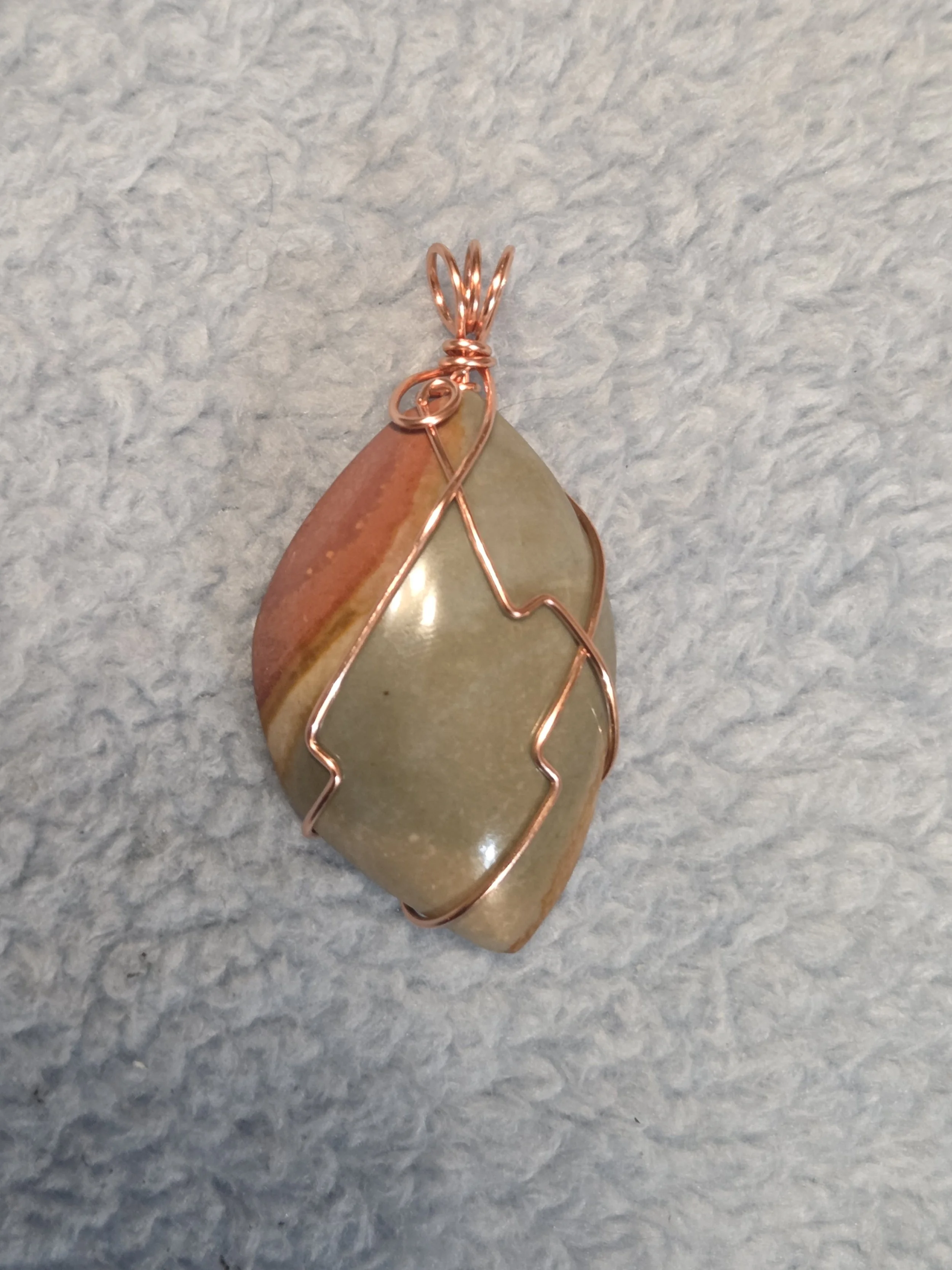 Polychrome Jasper Pendant DEW Flare | Hand-Wrapped in Copper | Root & Sacral Chakra Grounding, Vitality & Joyful Stability | Divine Exchange Within