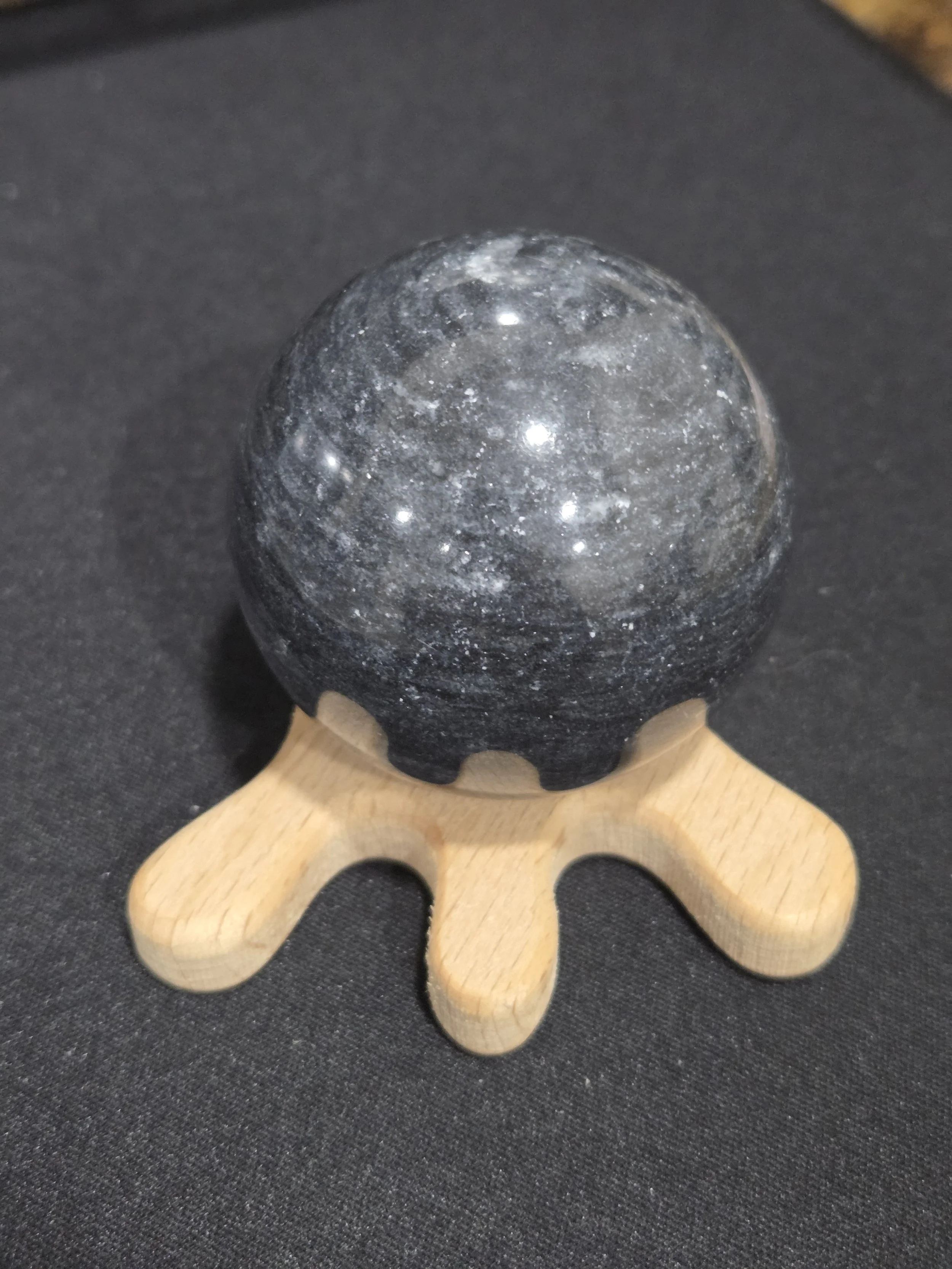 Black Jade Sphere DEW Flare | Hand-Polished Natural Gemstone | Root Chakra Protection, Strength, Grounding & Emotional Shielding | Divine Exchange Within