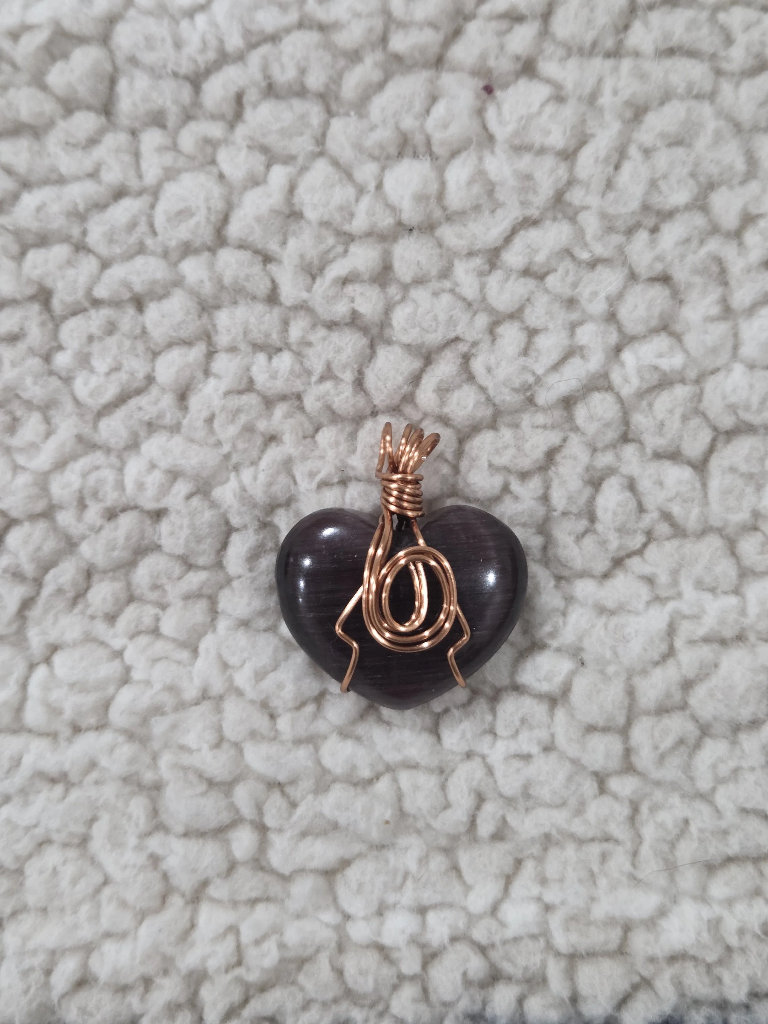 Purple Cat's Eye Heart DEW Flare | Hand-Wrapped Copper Pendant | Third Eye & Crown Chakra Intuition, Protection & Mystical Insight | Divine Exchange Within