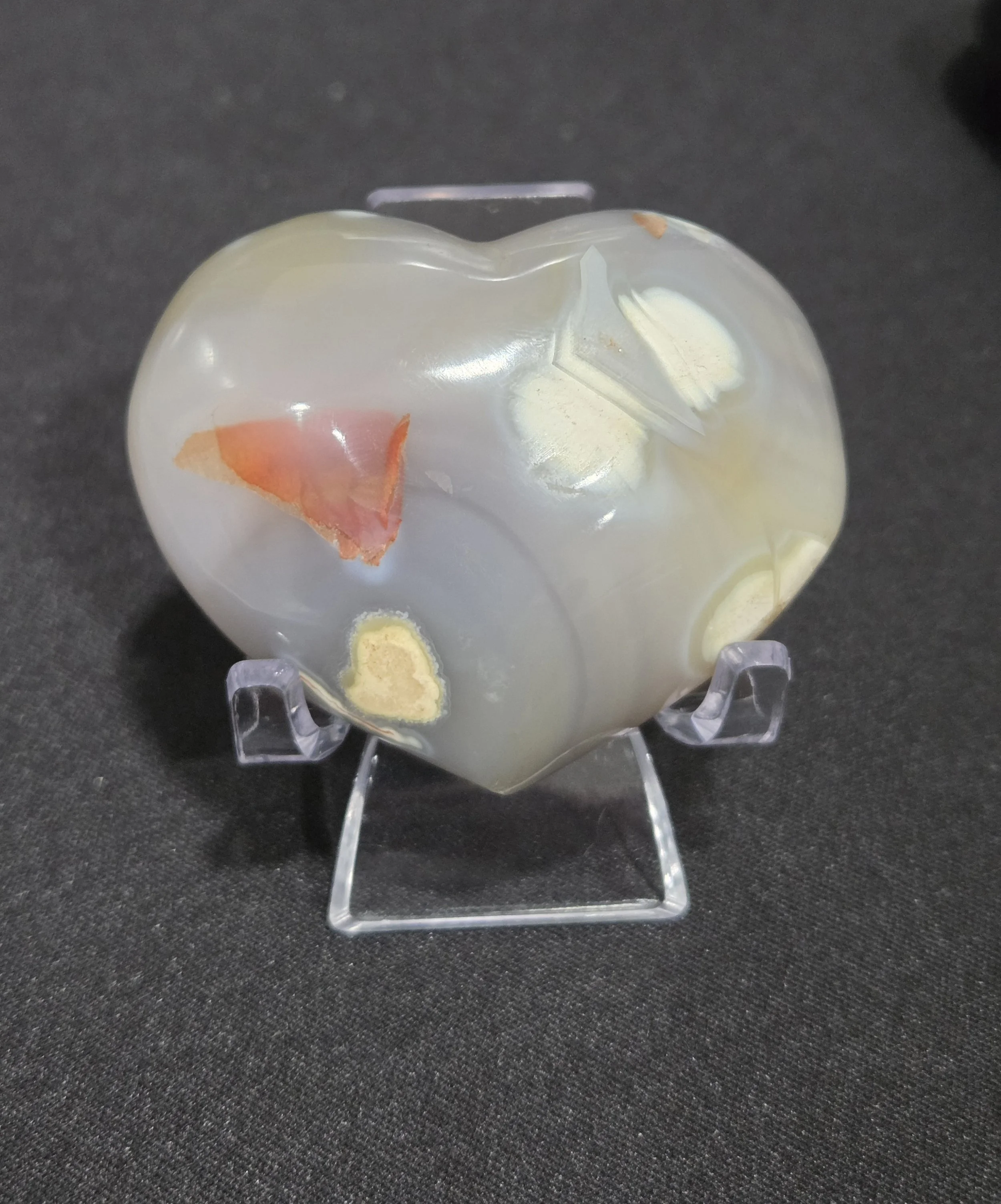 Orca Agate Heart DEW Harmony | Polished Natural Carved Gemstone | Heart & Throat Chakra Balance, Gentle Communication & Emotional Flow | Divine Exchange Within