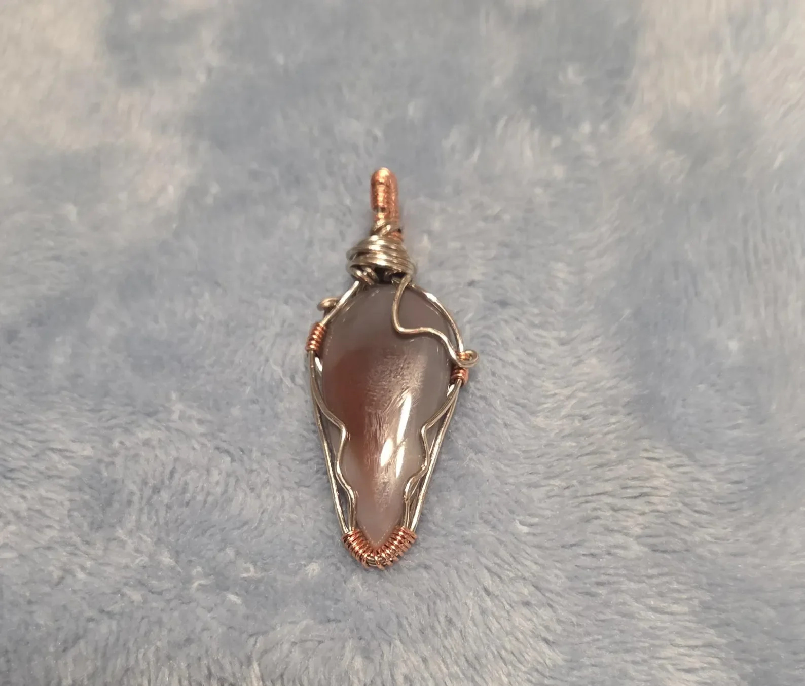 Botswana Agate Copper Wire Wrapped Pendant – Handmade Banded Agate Necklace – Artisan Gemstone Jewelry