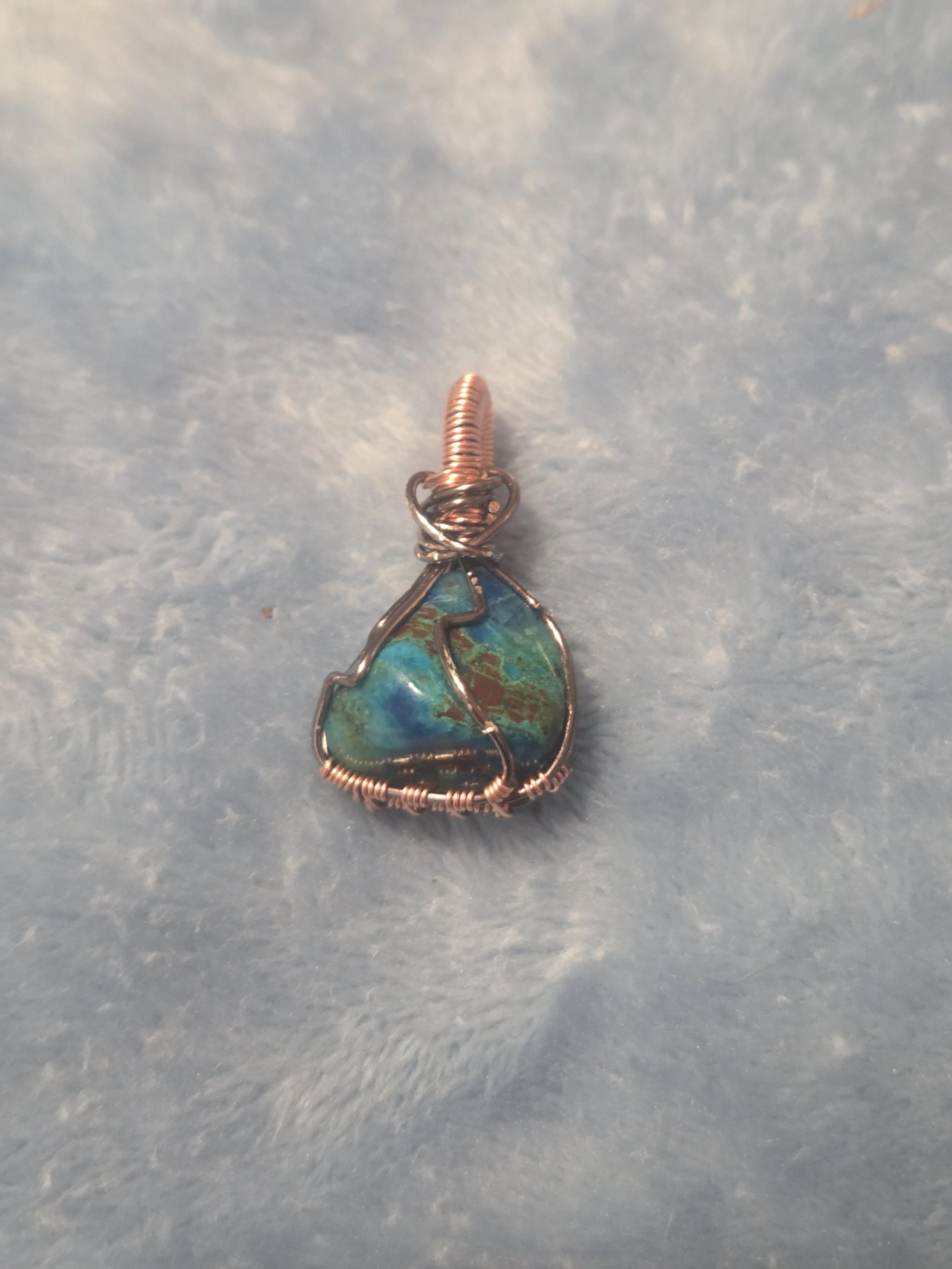 Shattuckite Pendant | Hand-Wrapped in Copper | Throat & Third Eye Chakra Activation | Clear Communication, Intuition & Truth-Seeking | Divine Exchange Within