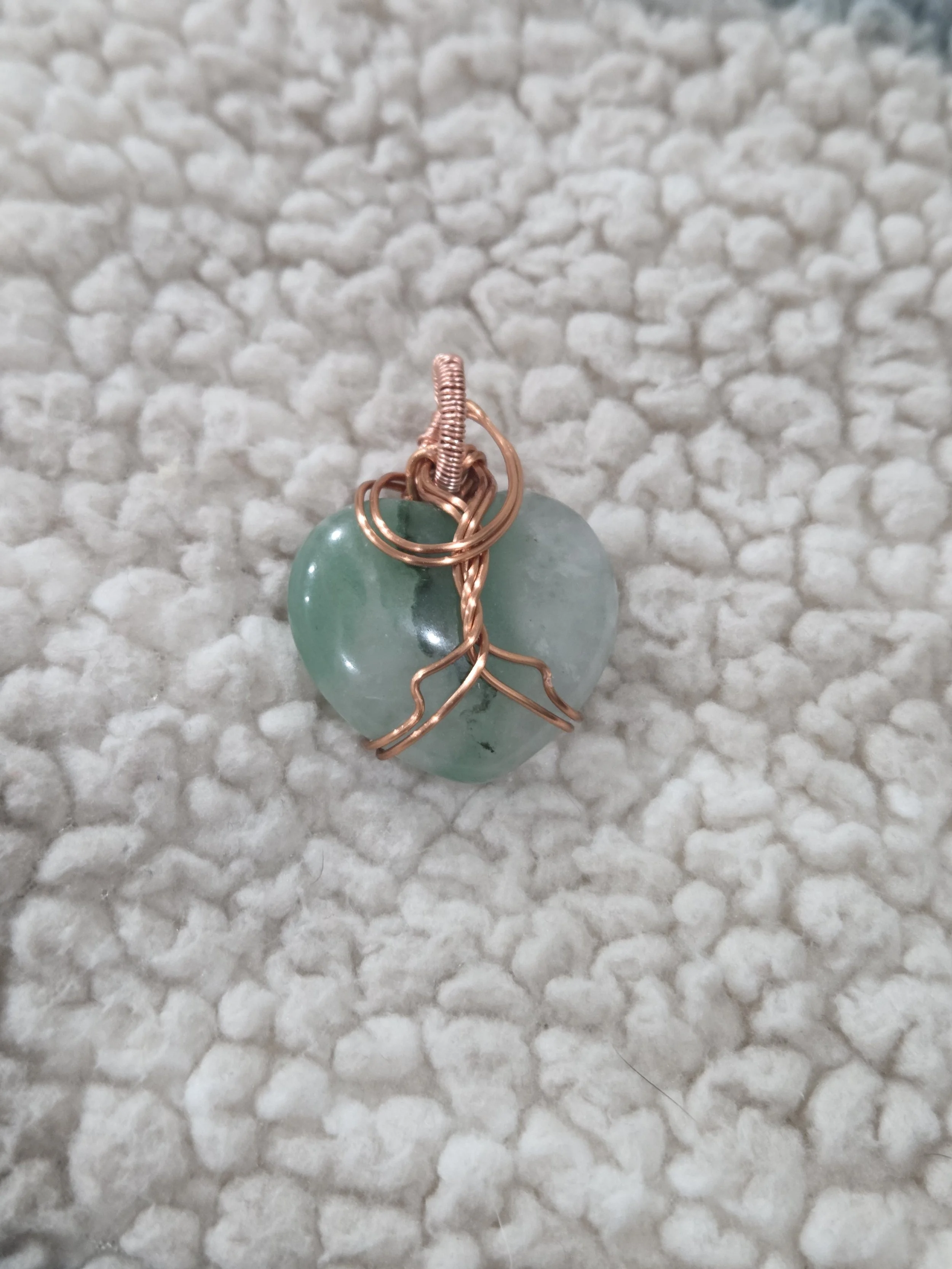 Green Quartz Heart Pendant DEW Flare | Natural Crystal in Copper | Heart Chakra Healing, Growth & Compassionate Love | Divine Exchange Within