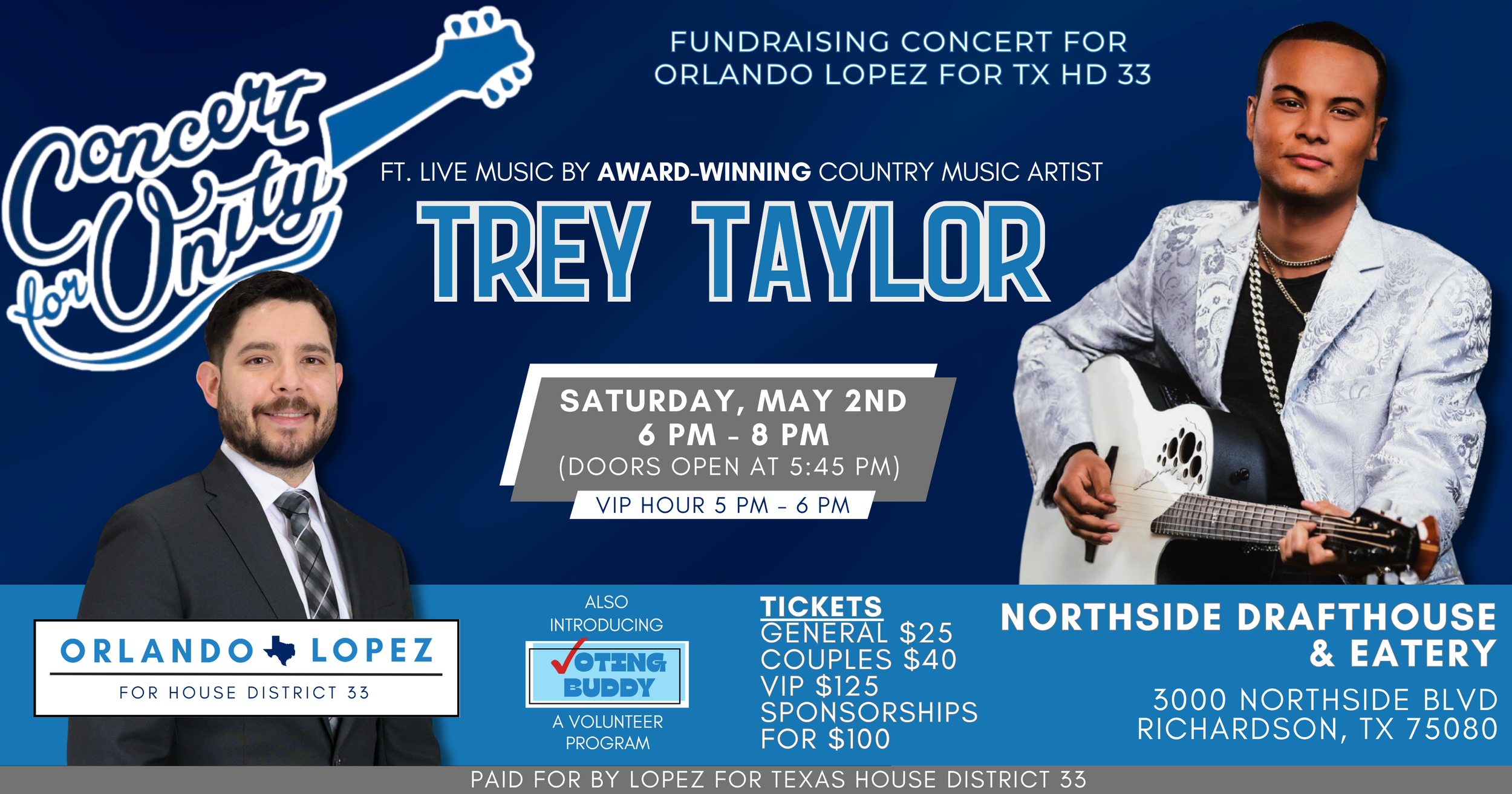 Concert for Unity Fundraiser featuring live music by Trey Taylor