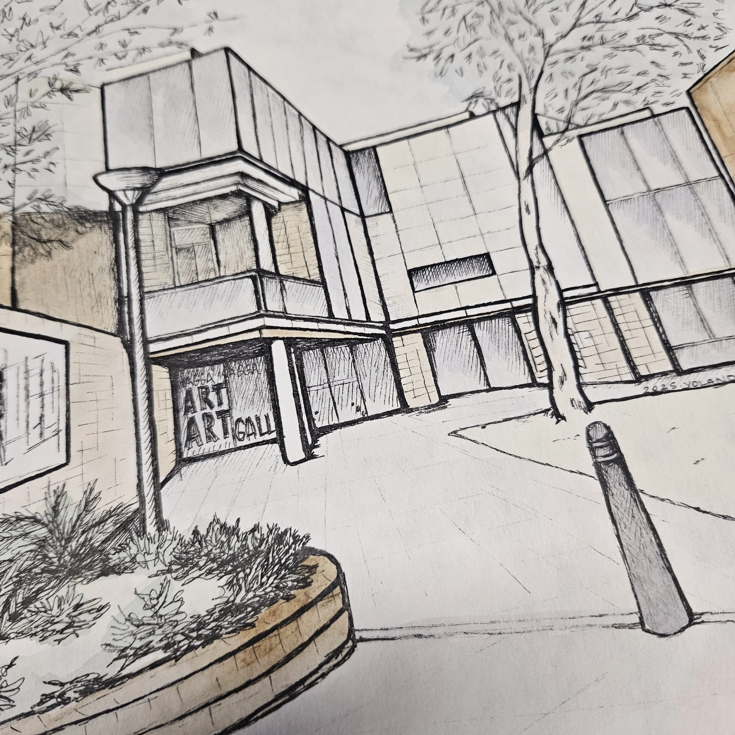 Wagga Wagga Art Gallery. 
Pigment Pen & Watercolour on Watercolour paper