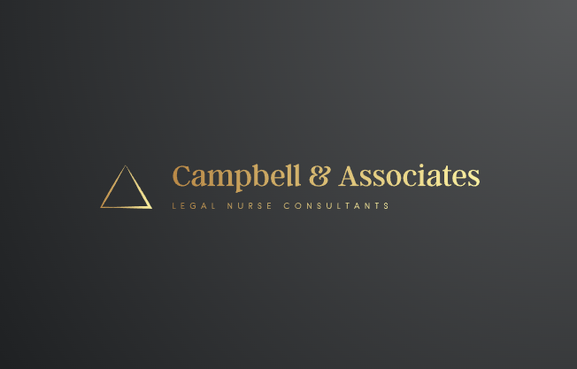 Campbell & Associates logo with a gold triangle on a dark background, with the text 'Campbell & Associates' and 'Legal Nurse Consultants' underneath.