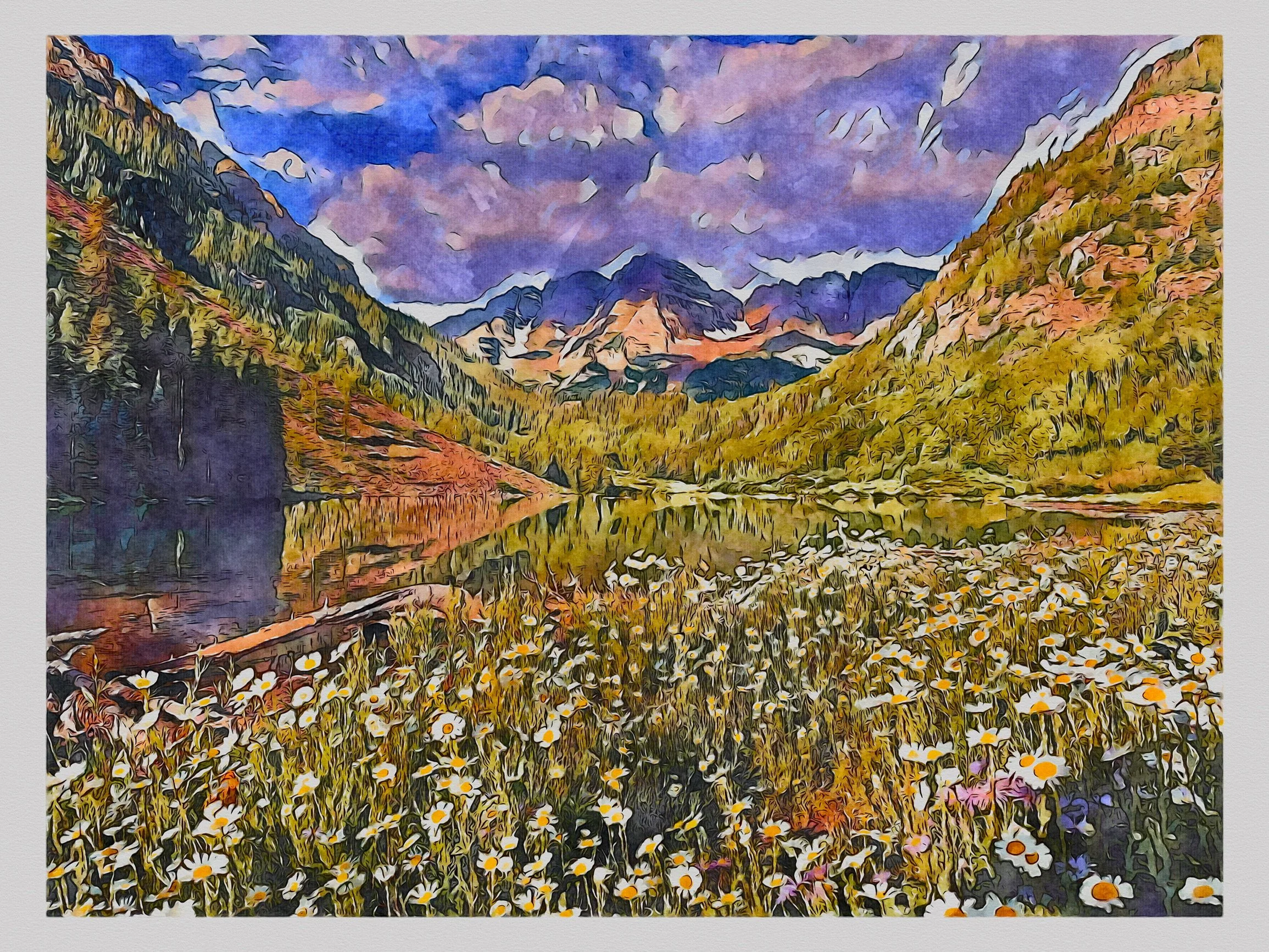 Maroon Bells Watercolor Print