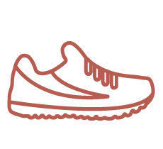 Line drawing of a sneaker shoe.