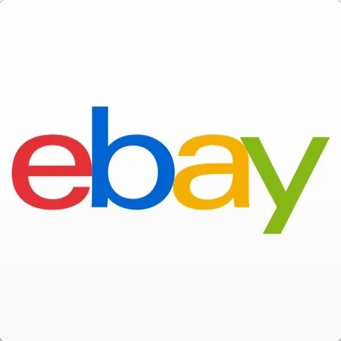 eBay logo with colorful lettering on a white background.