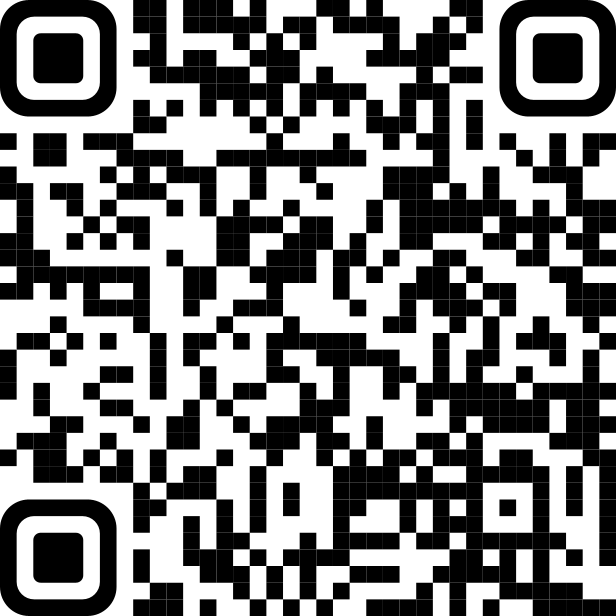 A QR code in black and white.