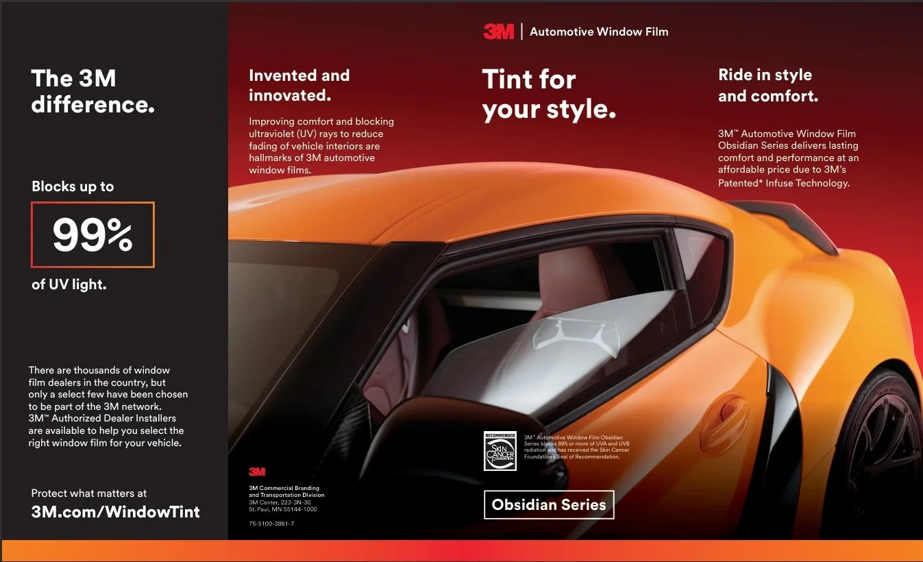 3M™ Automotive Window Film   Obsidian Series delivers lasting  comfort and performance at an  affordable price due to 3M’s  Patented* Infuse Technology.