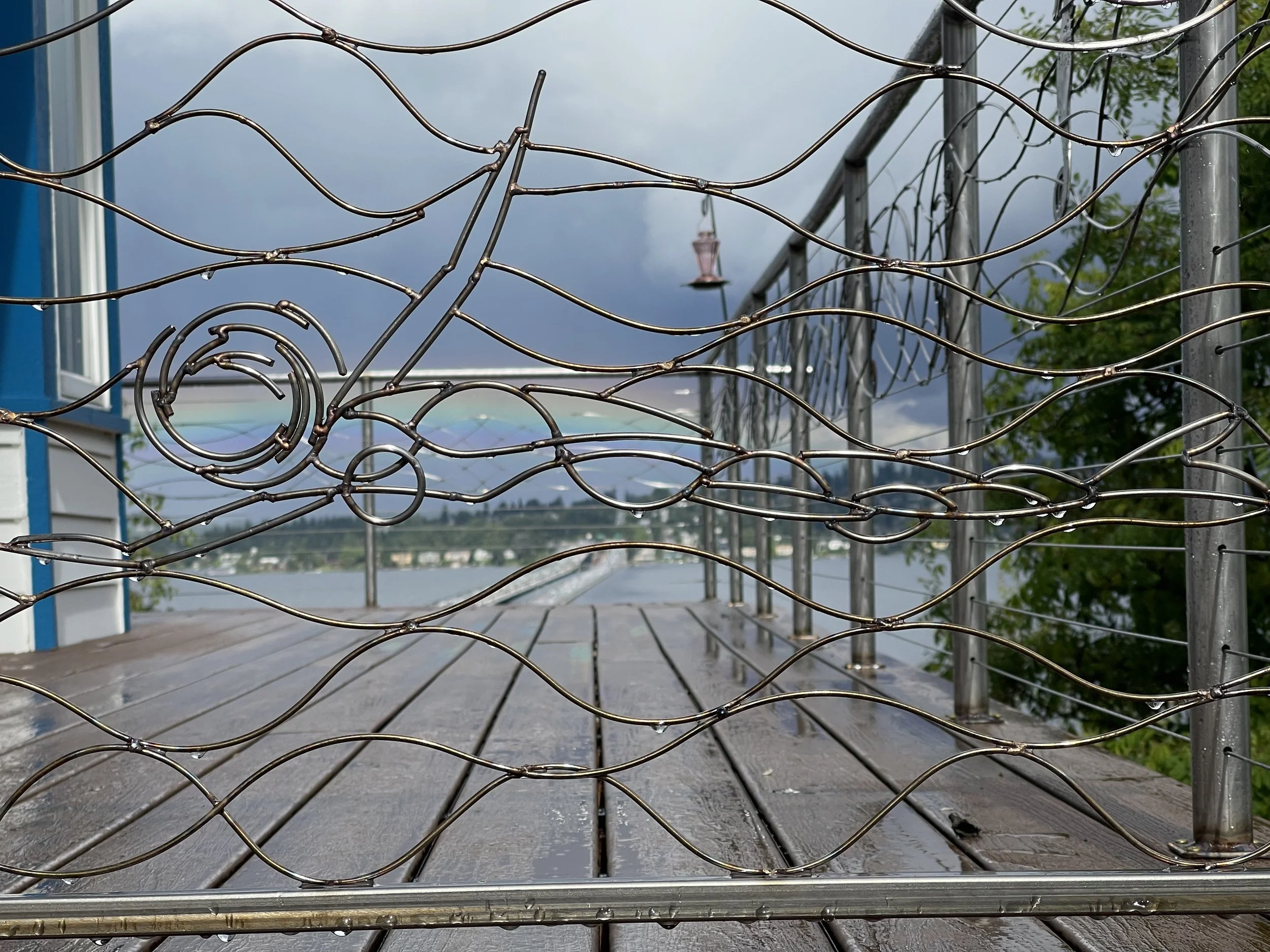 Stainless steel and bronze railing