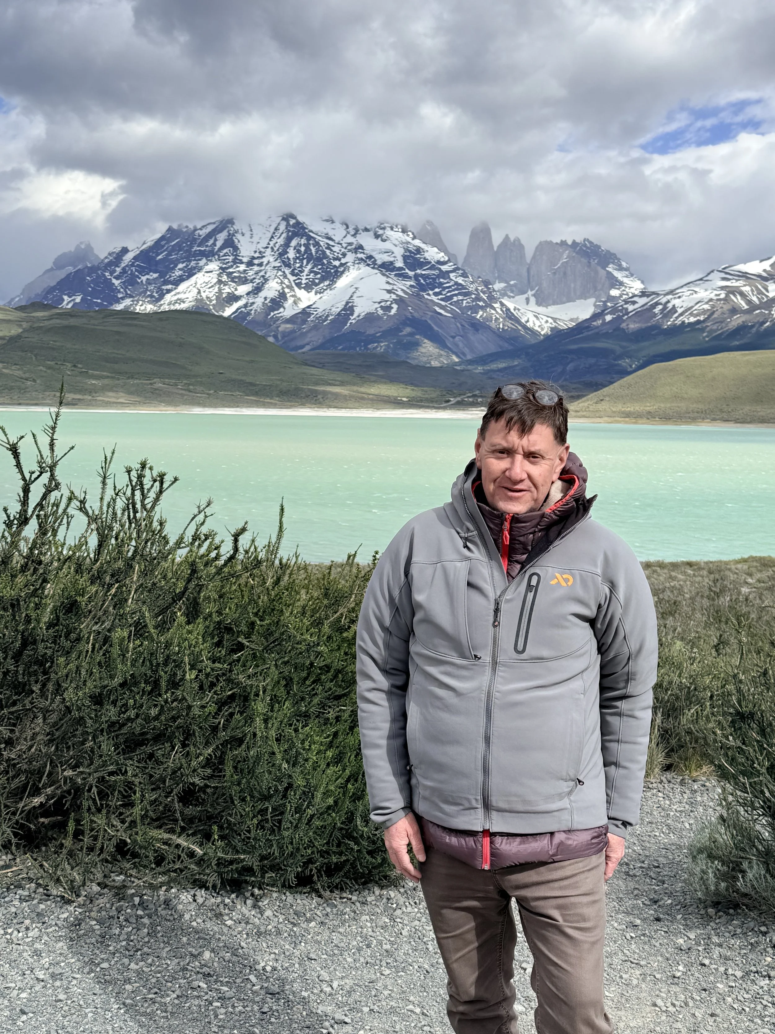 An outstanding day in front of the iconic granite spires in Torres del Paine national park in Patagonia, Chile