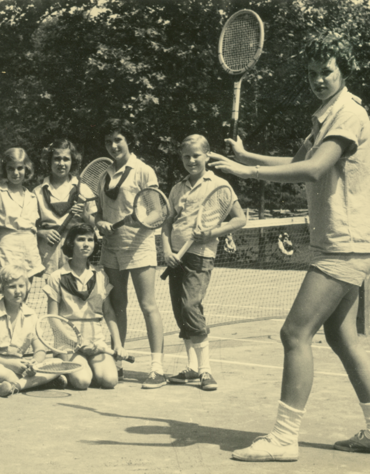    Keystone Camp (Brevard, NC) uniforms in the 1940s–1960s included blue pinstriped middies and shorts with a navy tie.   