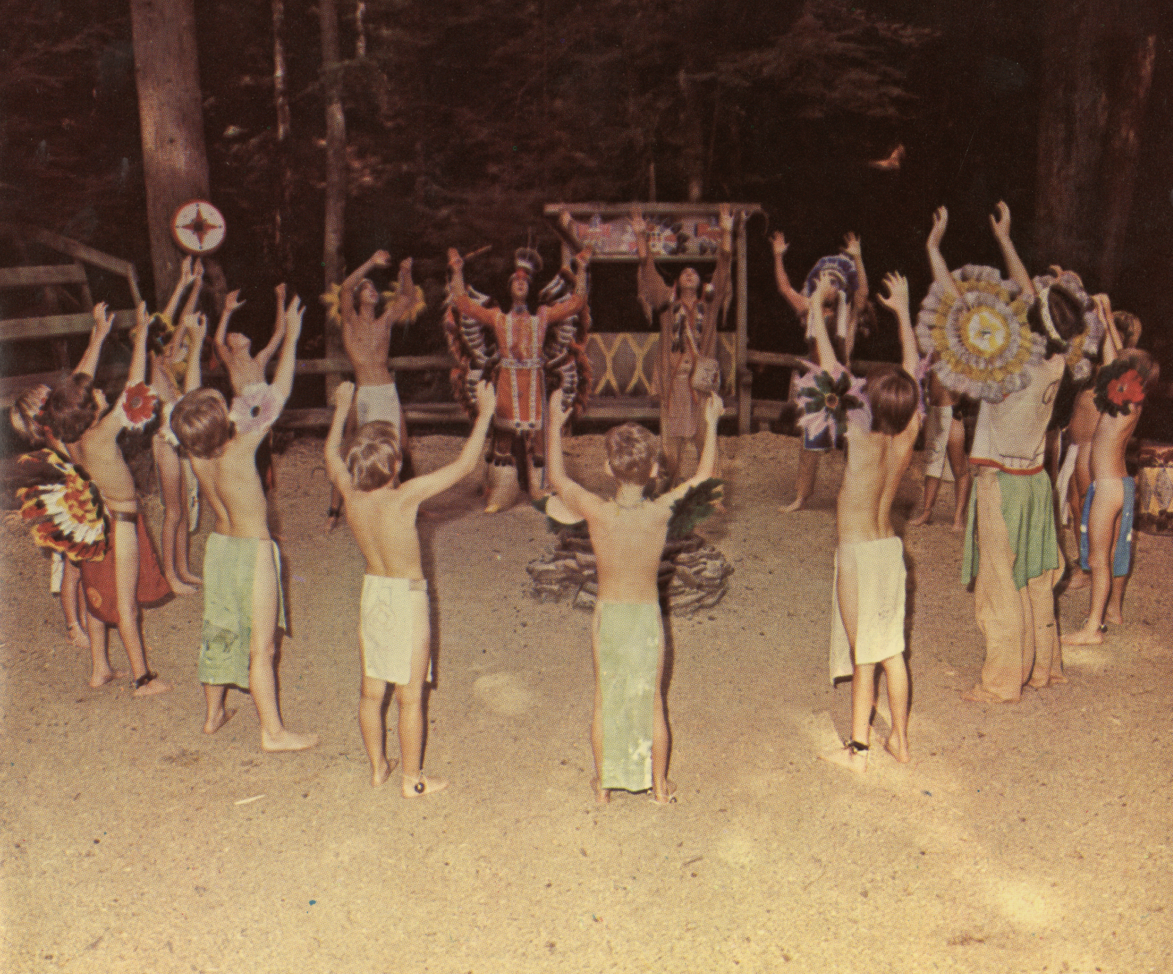    Campers at Camp Sequoyah (Weaverville, NC) perform an Indian ceremony, c. 1970s.   