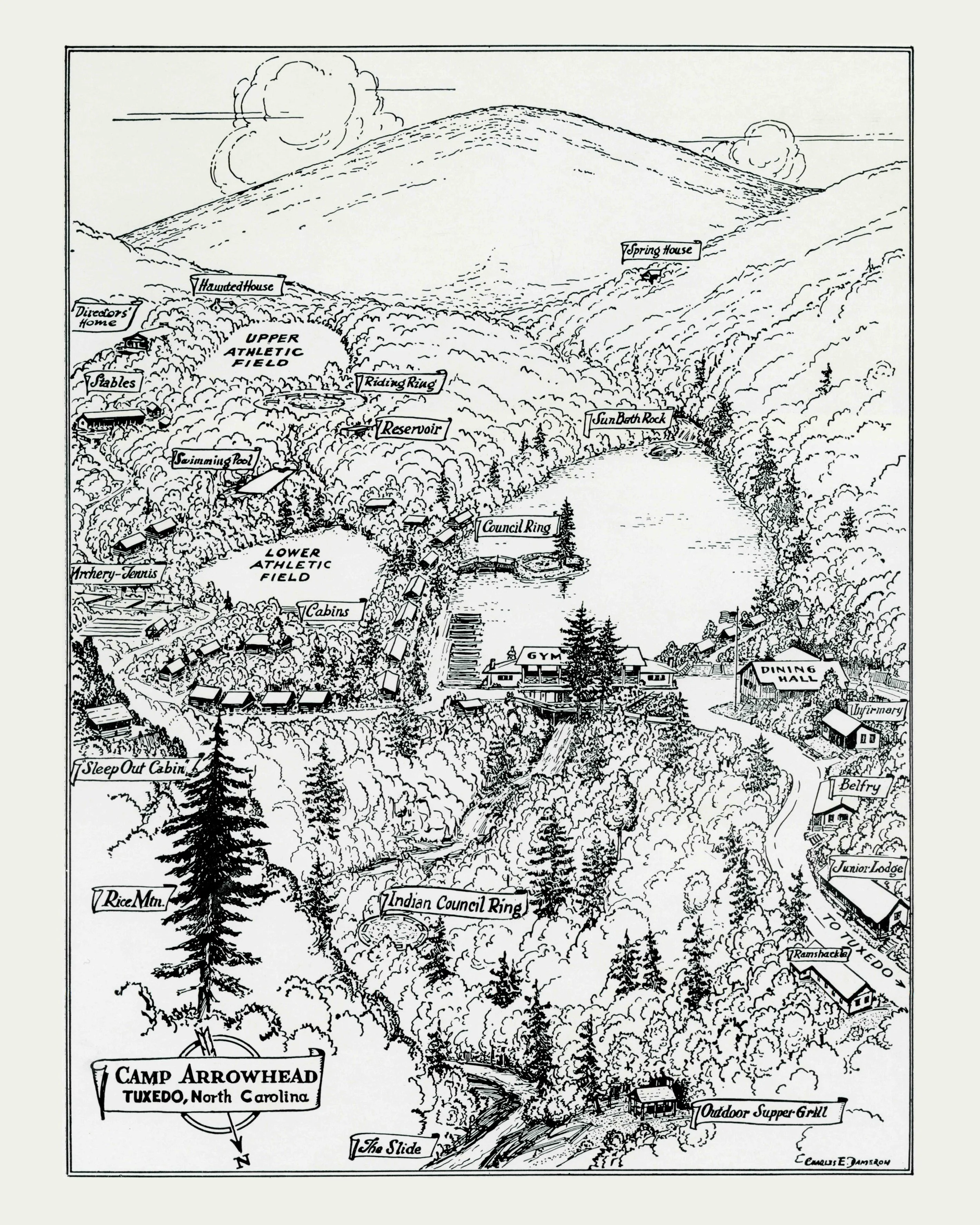 Campus map, Camp Arrowhead (Tuxedo, NC), c. mid-20th century
