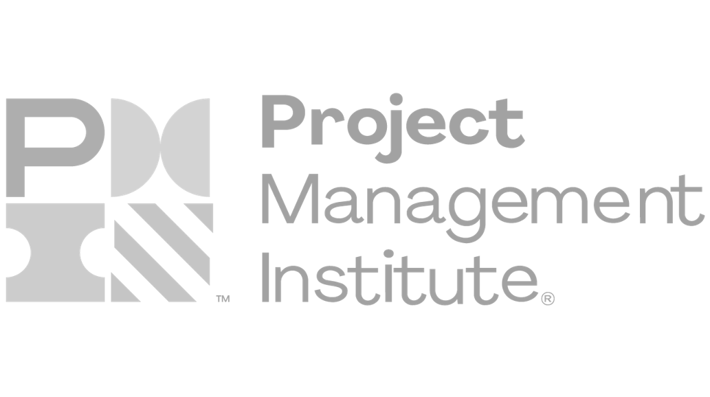 Gray logo of the Project Management Institute with stylized initials and text.