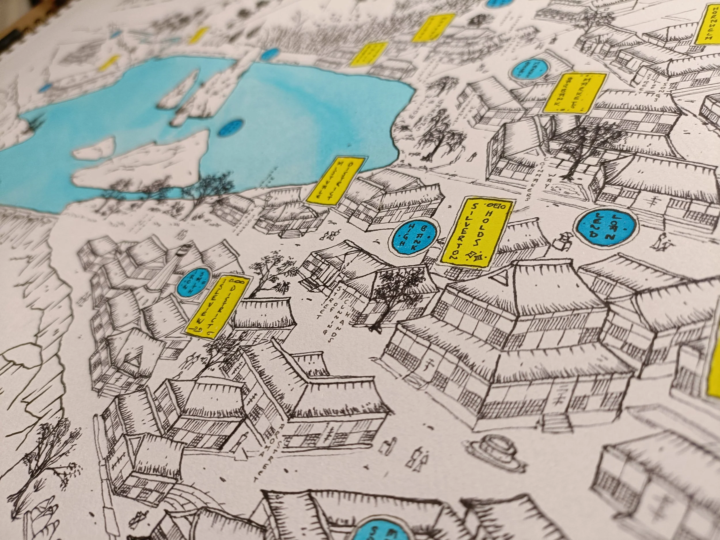 Edo City Style | Ink and Watercolour on Paper