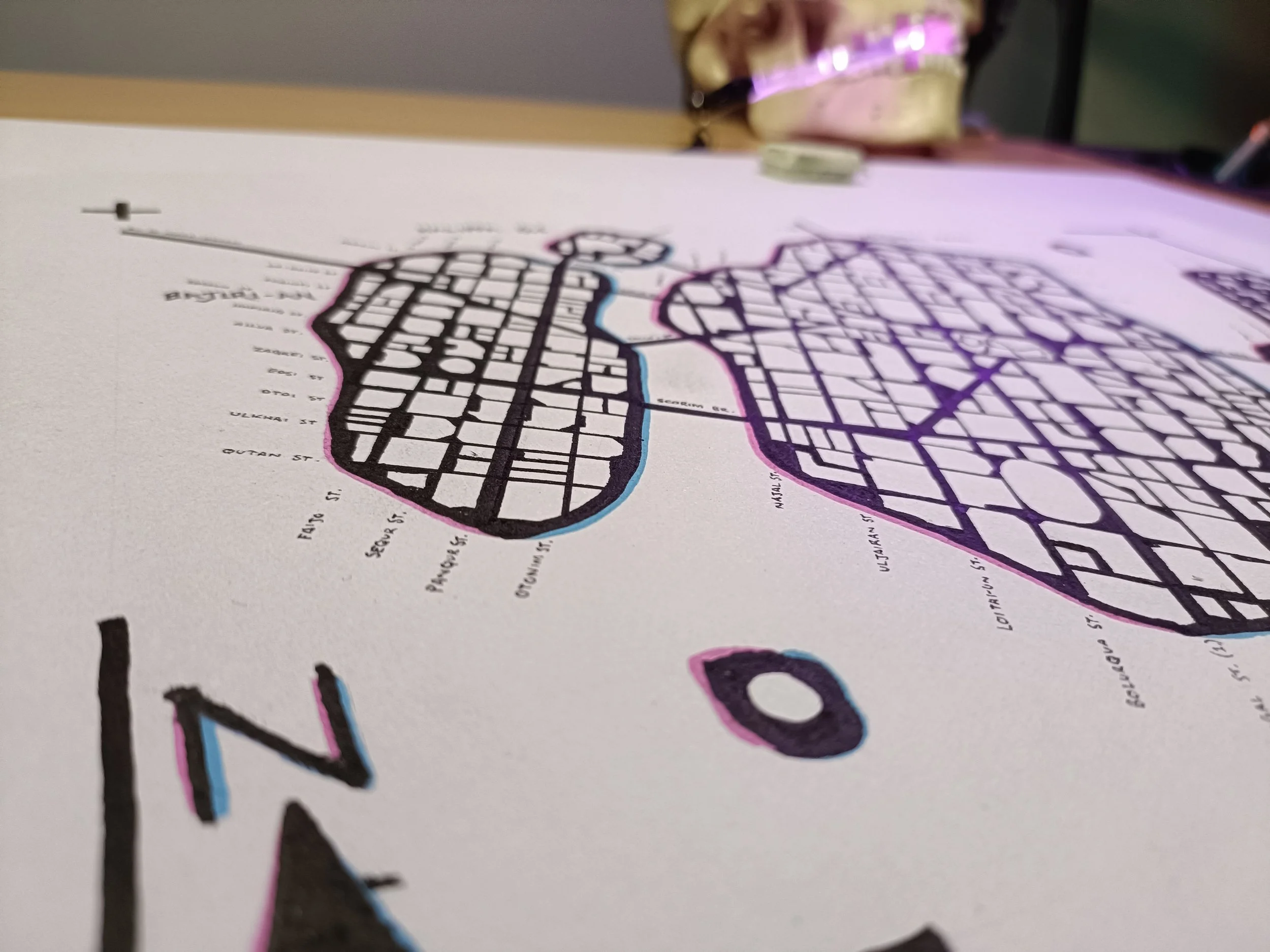 Cyberpunk Style | Acrylic on Paper (w. tracing paper additions)
