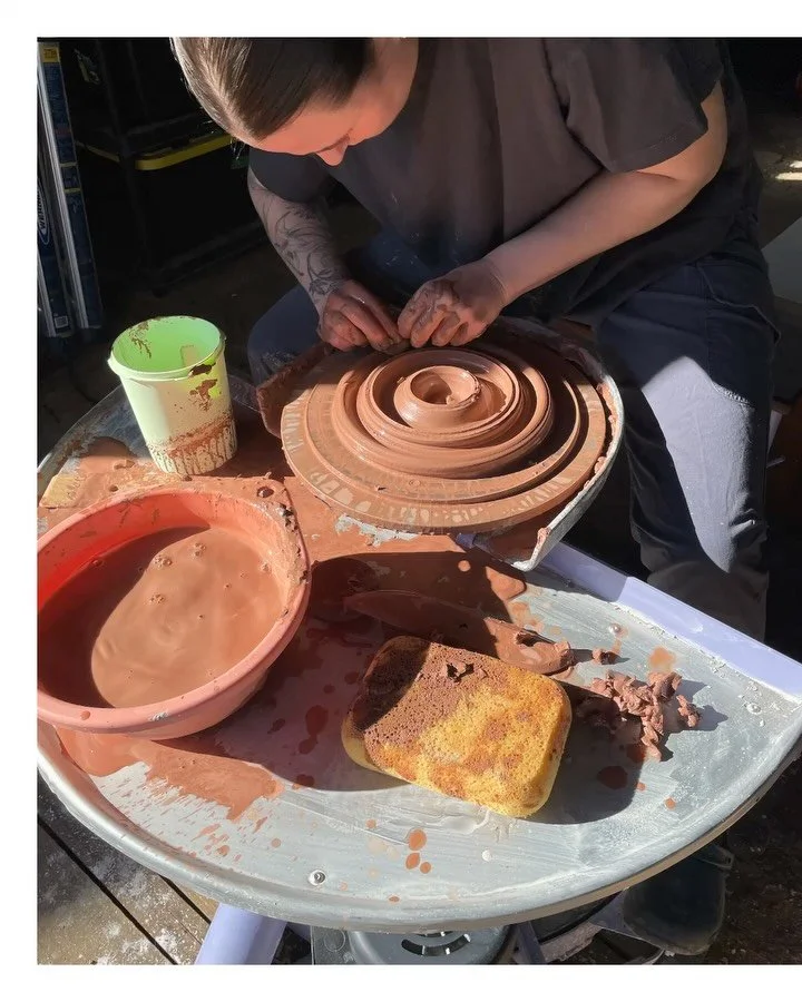 Slow feeder bowls in the making! Reclaimed clay sourced from machine ends at @georgiesceramic