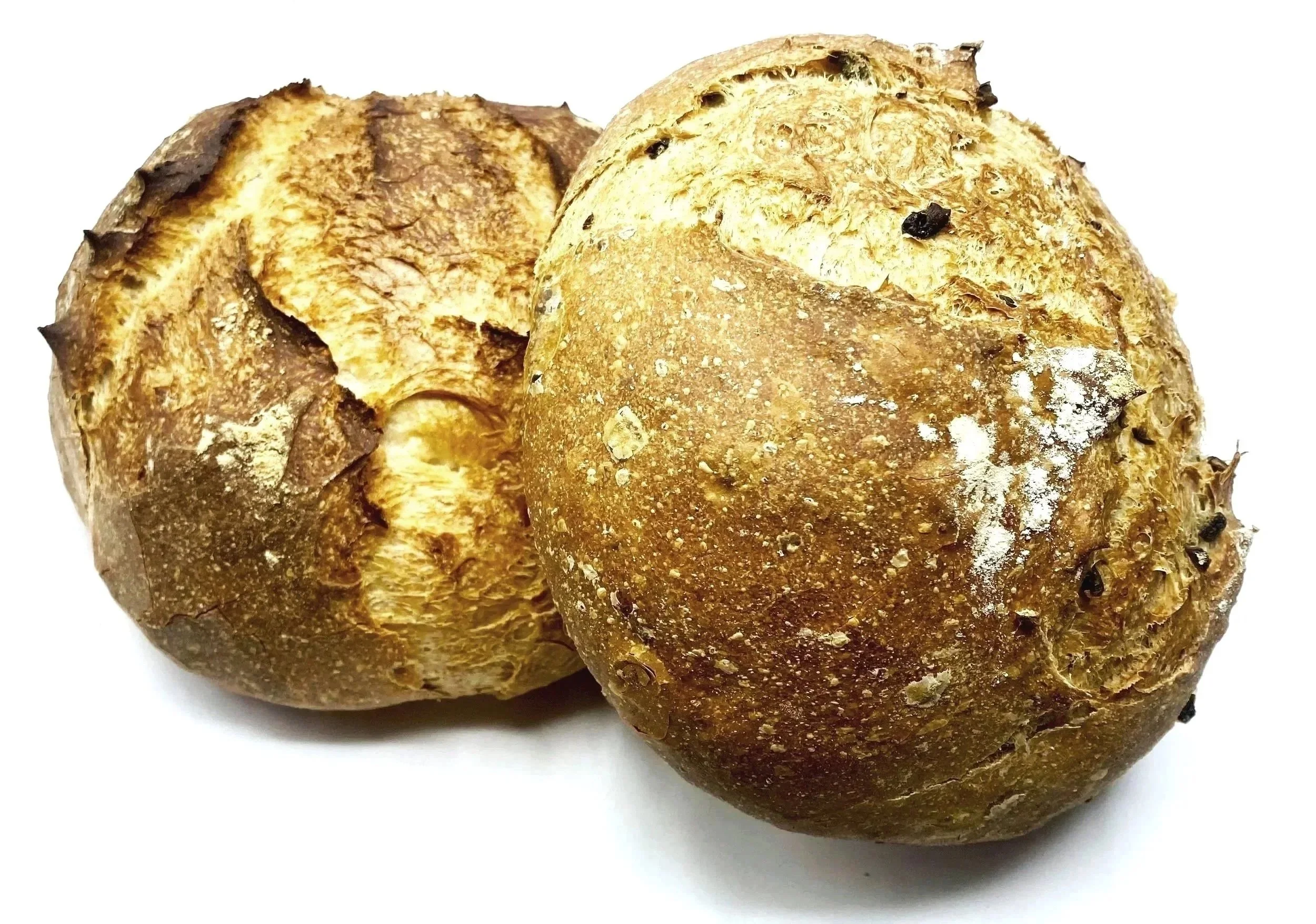 Two of our golden brown artisan breads.