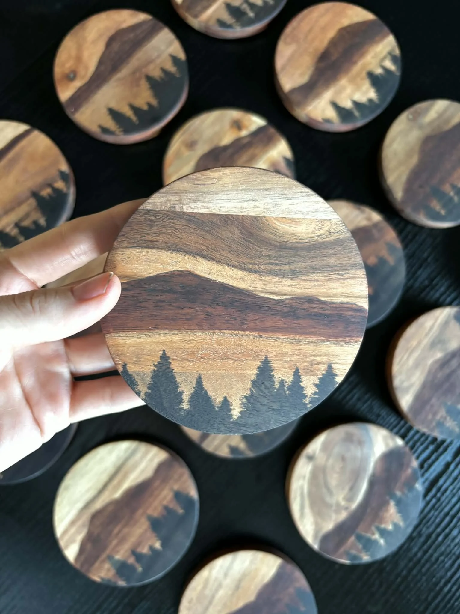 Hand-Stained Mountain Coasters (Set of 4)