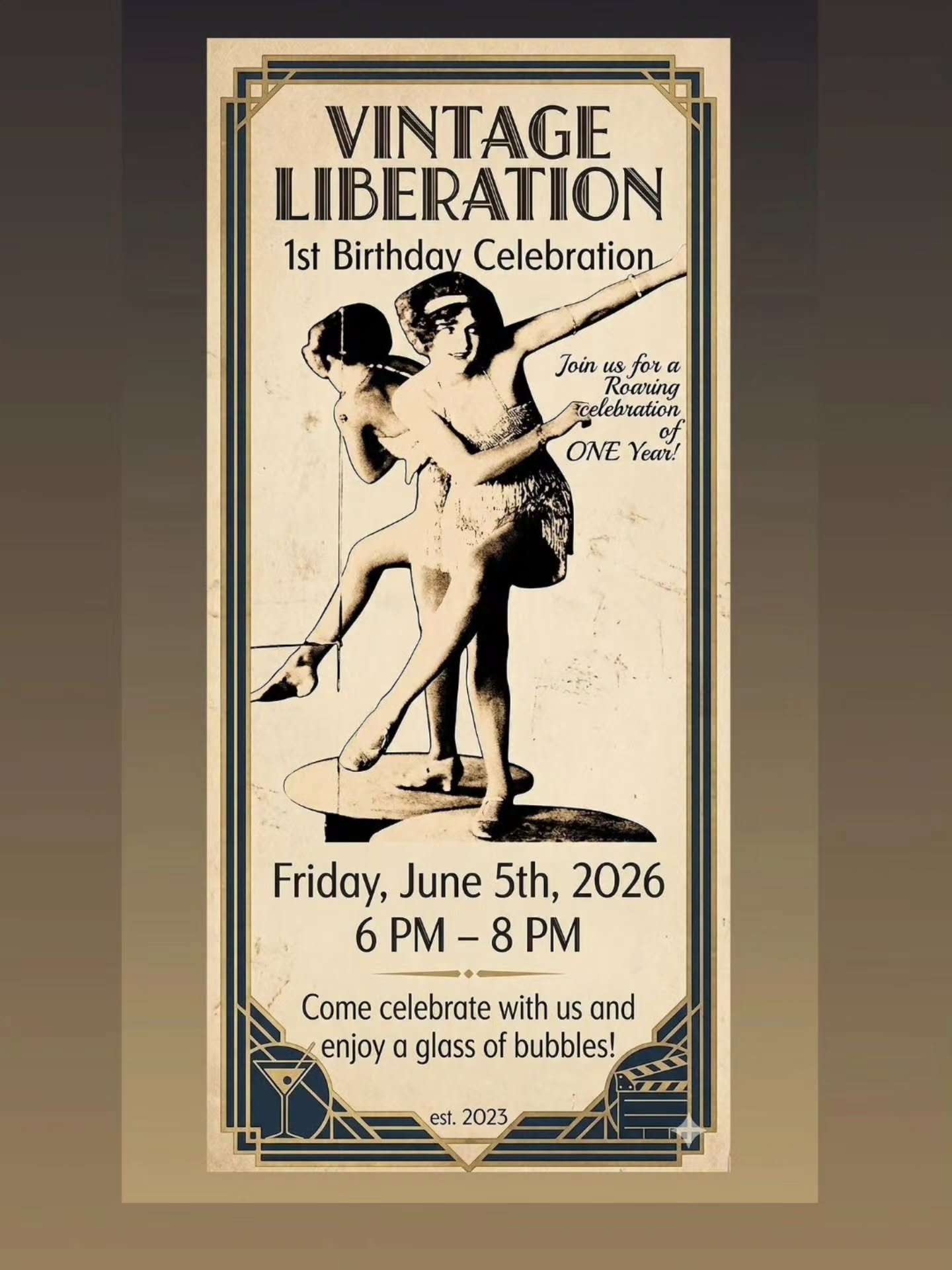Come celebrate,  Vintage Liberation's 1st birthday 🎂 

Put on your glad rags and join us for a wee celebrate 🍾🍾🍾

Friday the 5th of June 6pm-8pm @countrylanequeenstown 

#1stbirthdayparty #comecelebrate #savethedate❤️