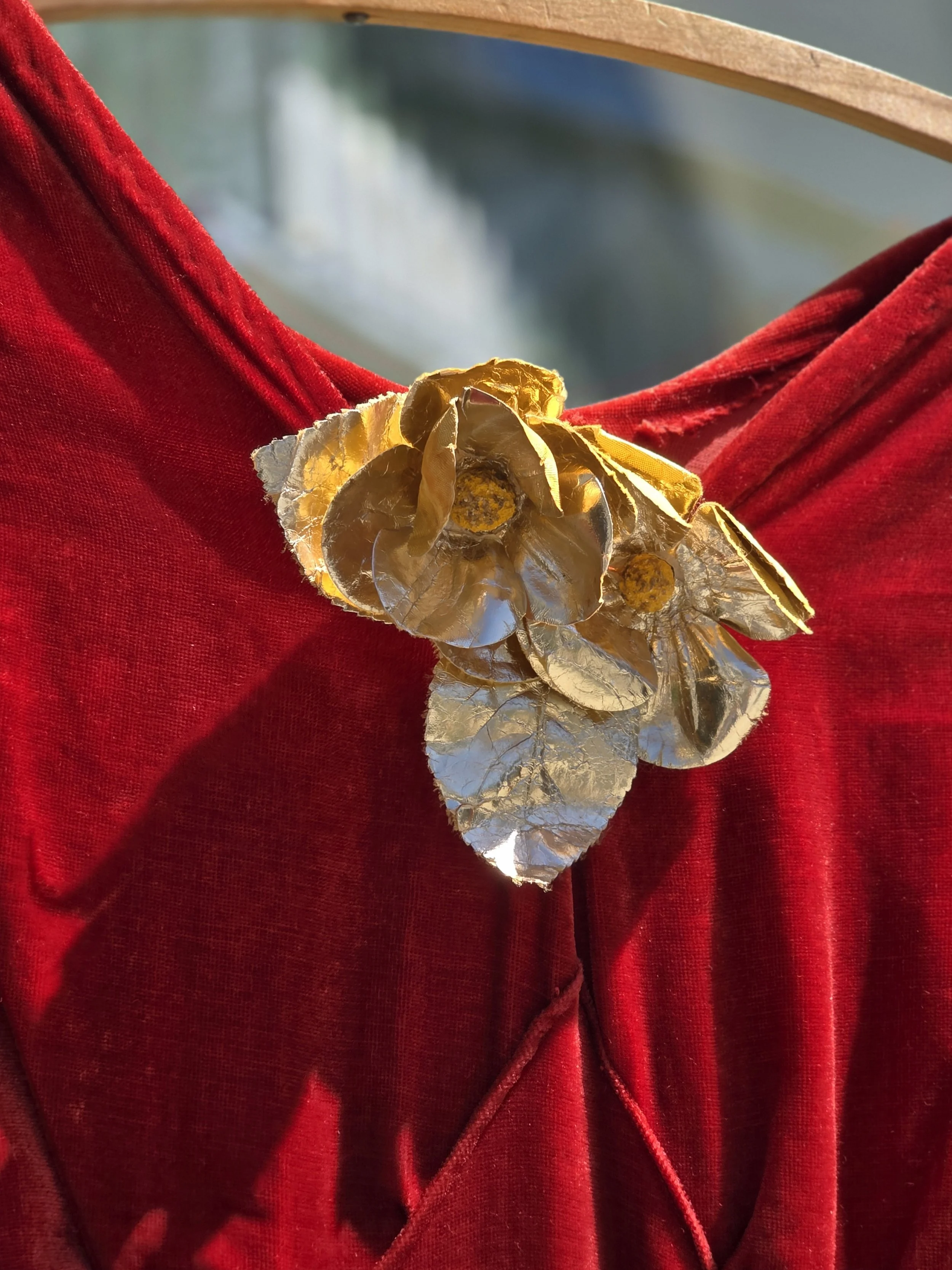 1930s Red Velvet Dress