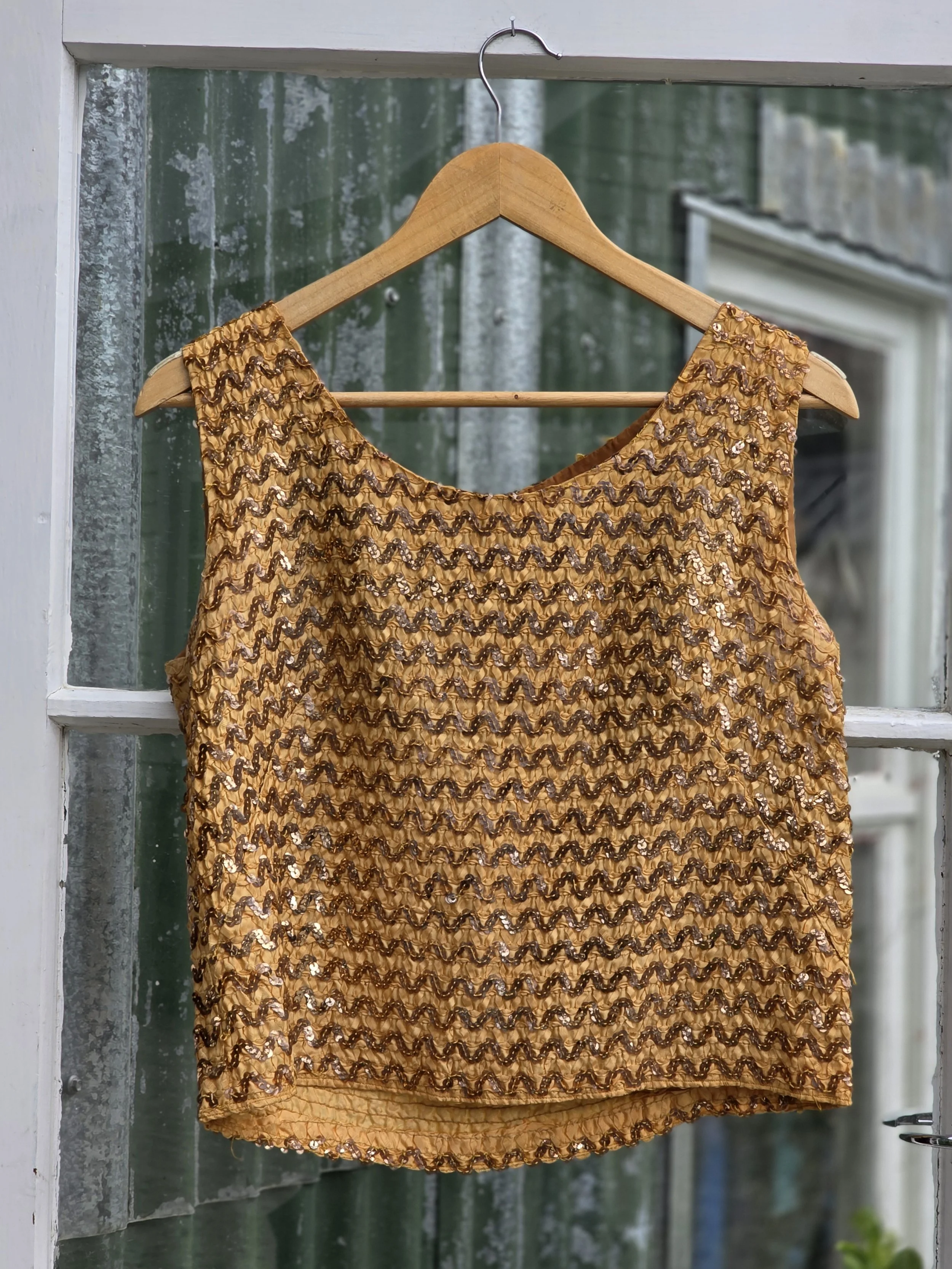 1960s Gold Sequin Cropped Top