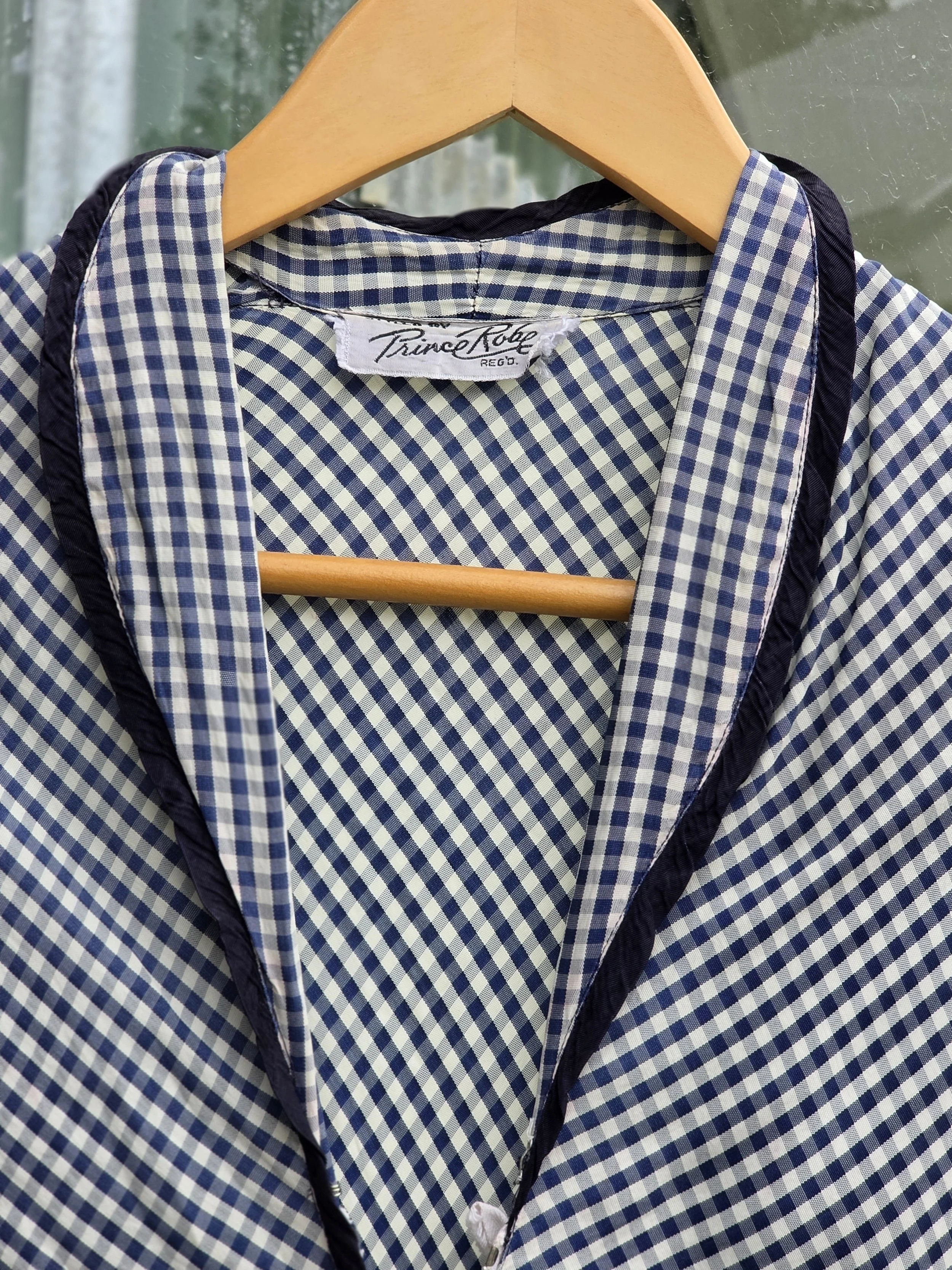 1940s Gingham House Dress with Contrast Trim