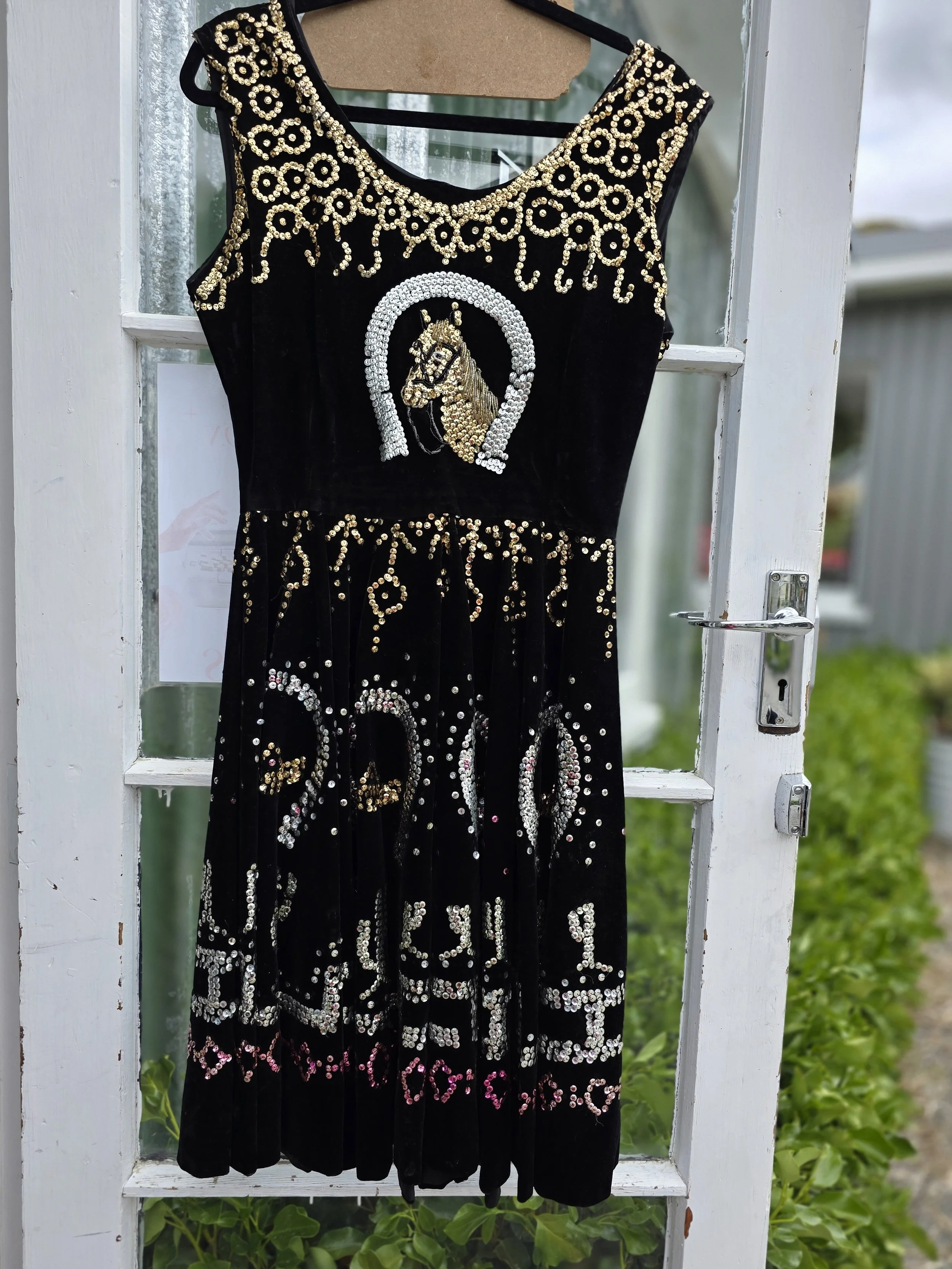 1950s Velvet, Sequin Cocktail Dress