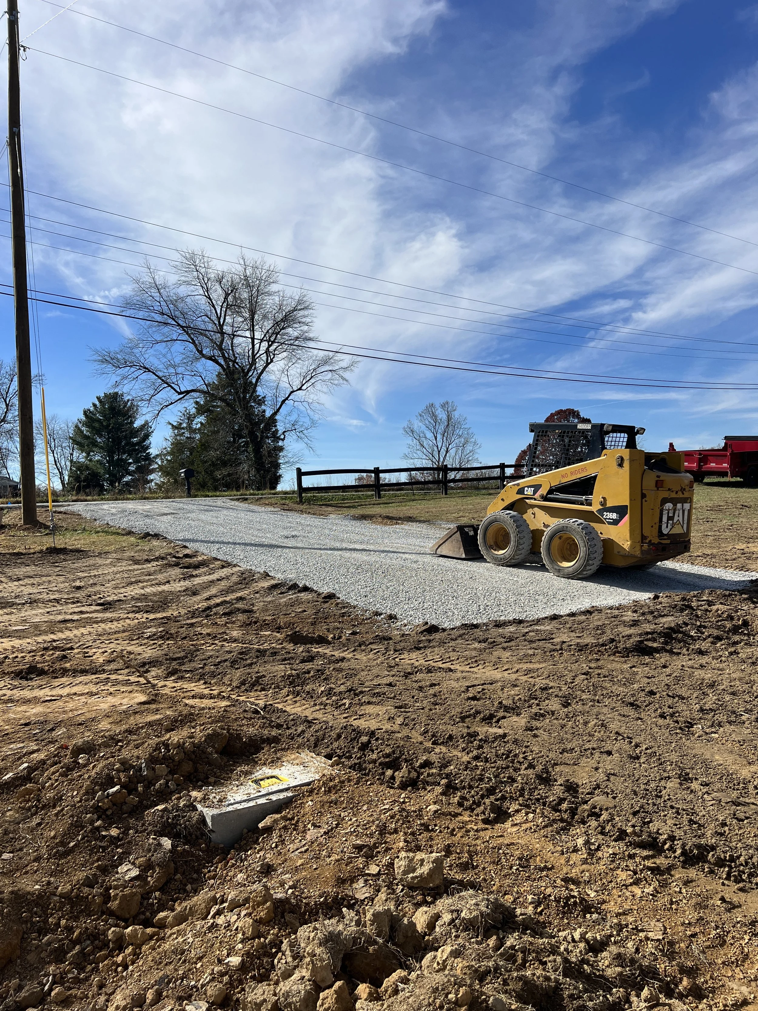 Rural gravel driveway installation in London Kentucky