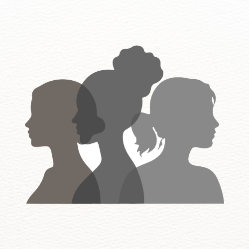 Silhouettes of three women's profiles layered over each other.