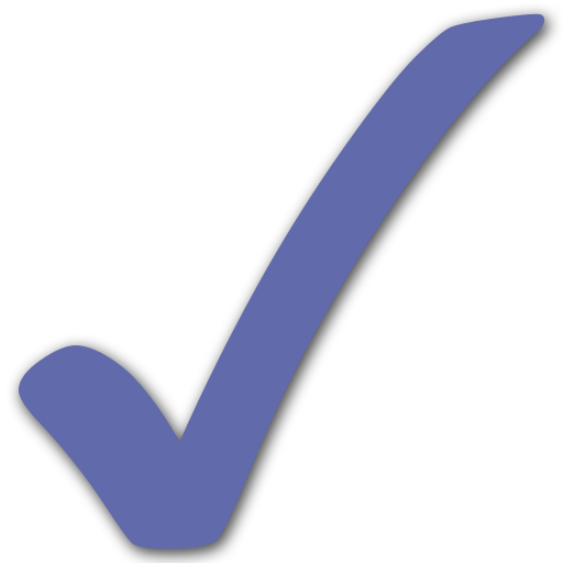 Blue checkmark symbol.