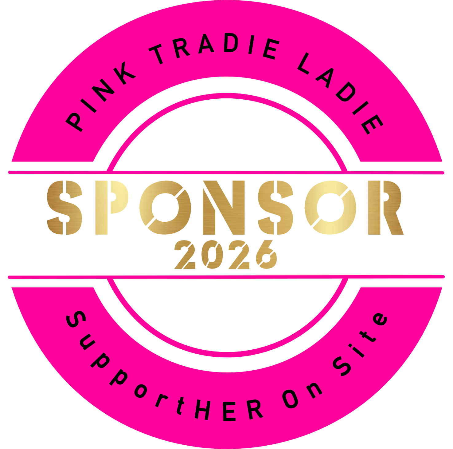 SupportHER On Site Yellow Gold Sponsor badge Pink Tradie Ladie