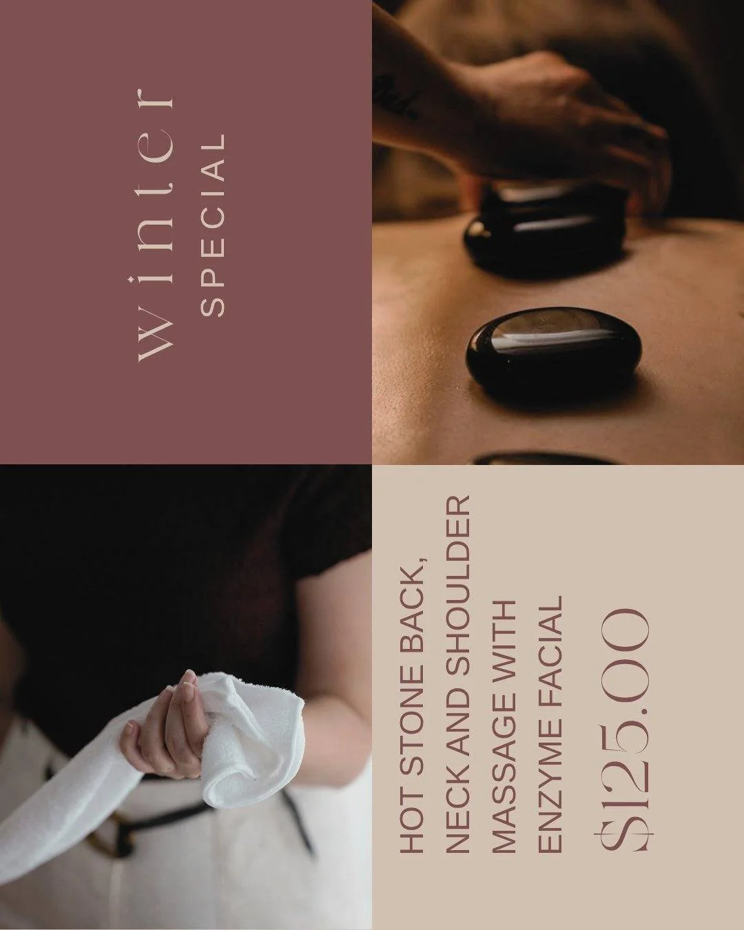 As the frost sets in, find your sanctuary. Our Winter Special is now available to bring deep comfort to your body and radiant life back to your skin. ✨

Hot Stone Massage + Skeyndor Enzyme Facial - $125.00

A gentle reminder to slow down and pour bac